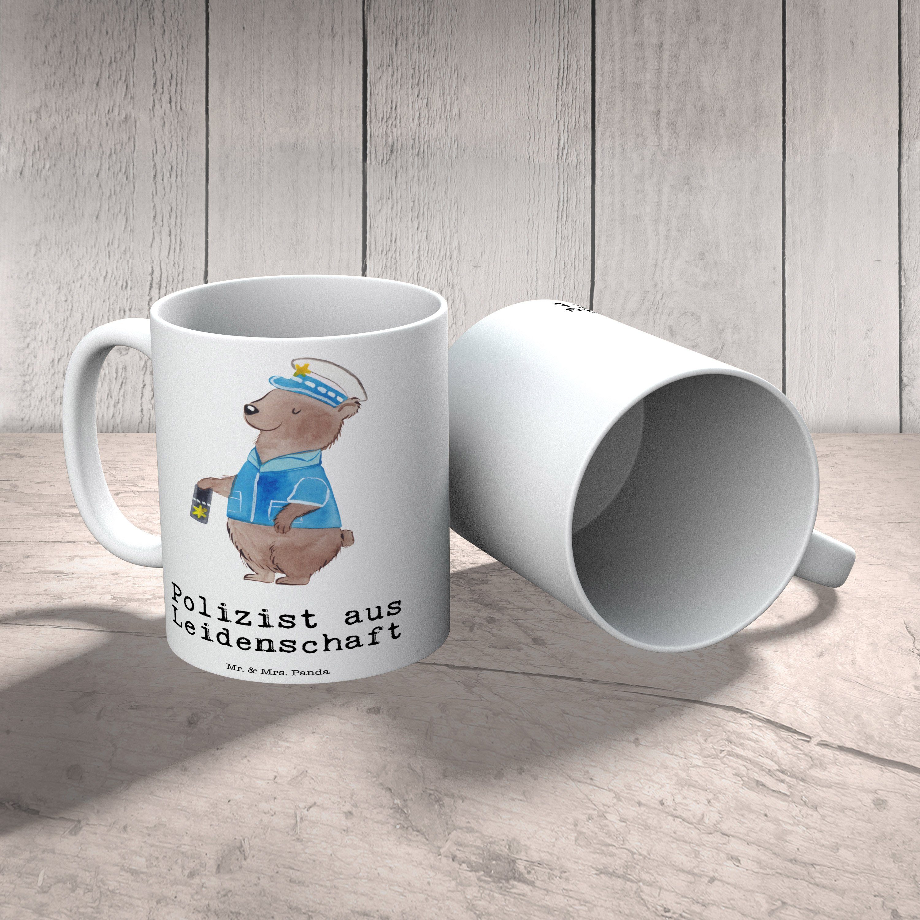 Mr. & Mrs. Panda - Geschenk, Keramik Tasse Kaffeetass, Polizist Motive, - Leidenschaft Weiß Tasse aus