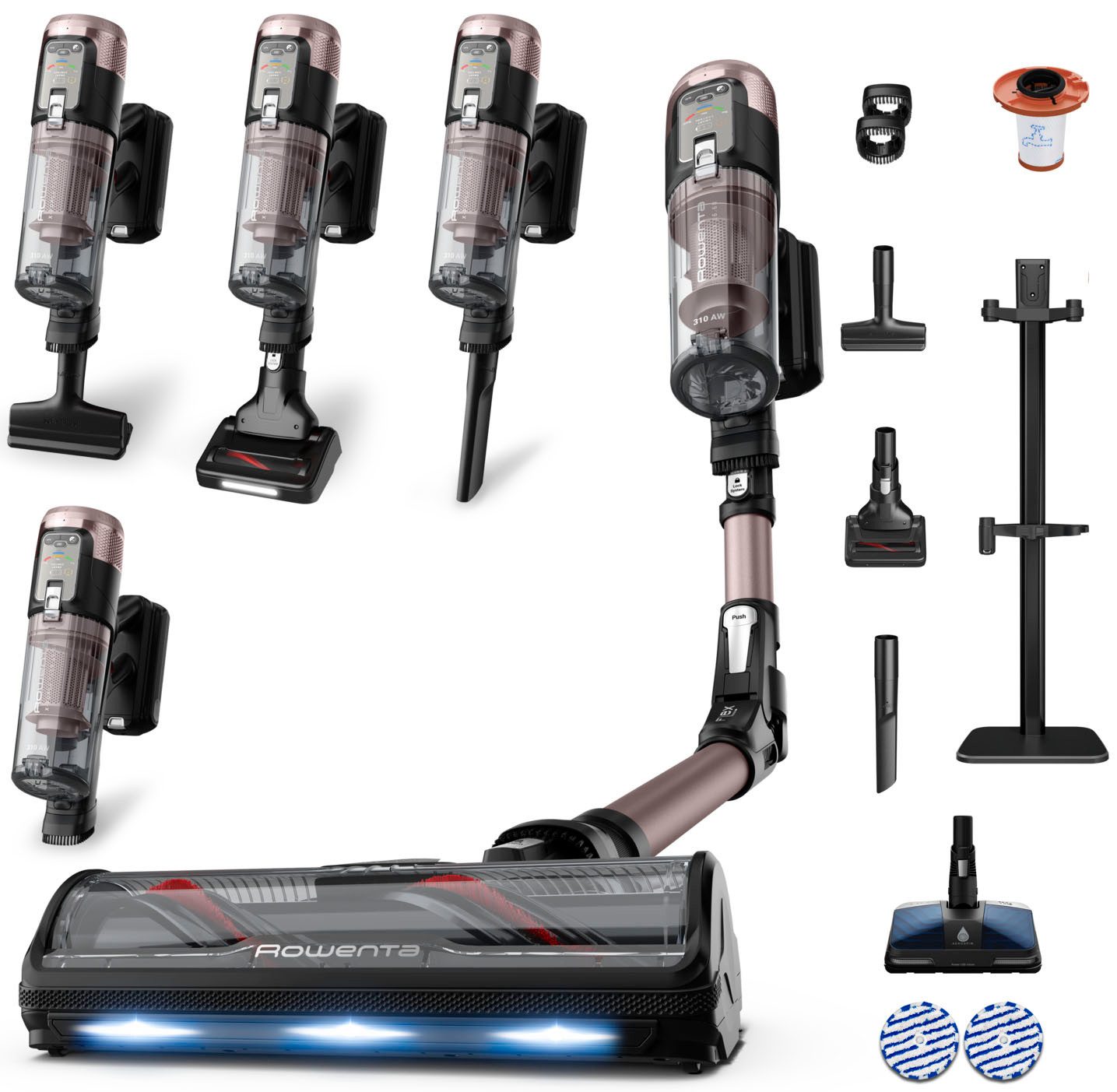 Rowenta Akku-Hand-und Stielstaubsauger X-Force Flex 16.60, 120 Minuten Laufzeit, Flex-Gelenk, beutellos, LED-Beleuchtung, extreme Saugkraft dank 315 Air Watt, RH9CD9