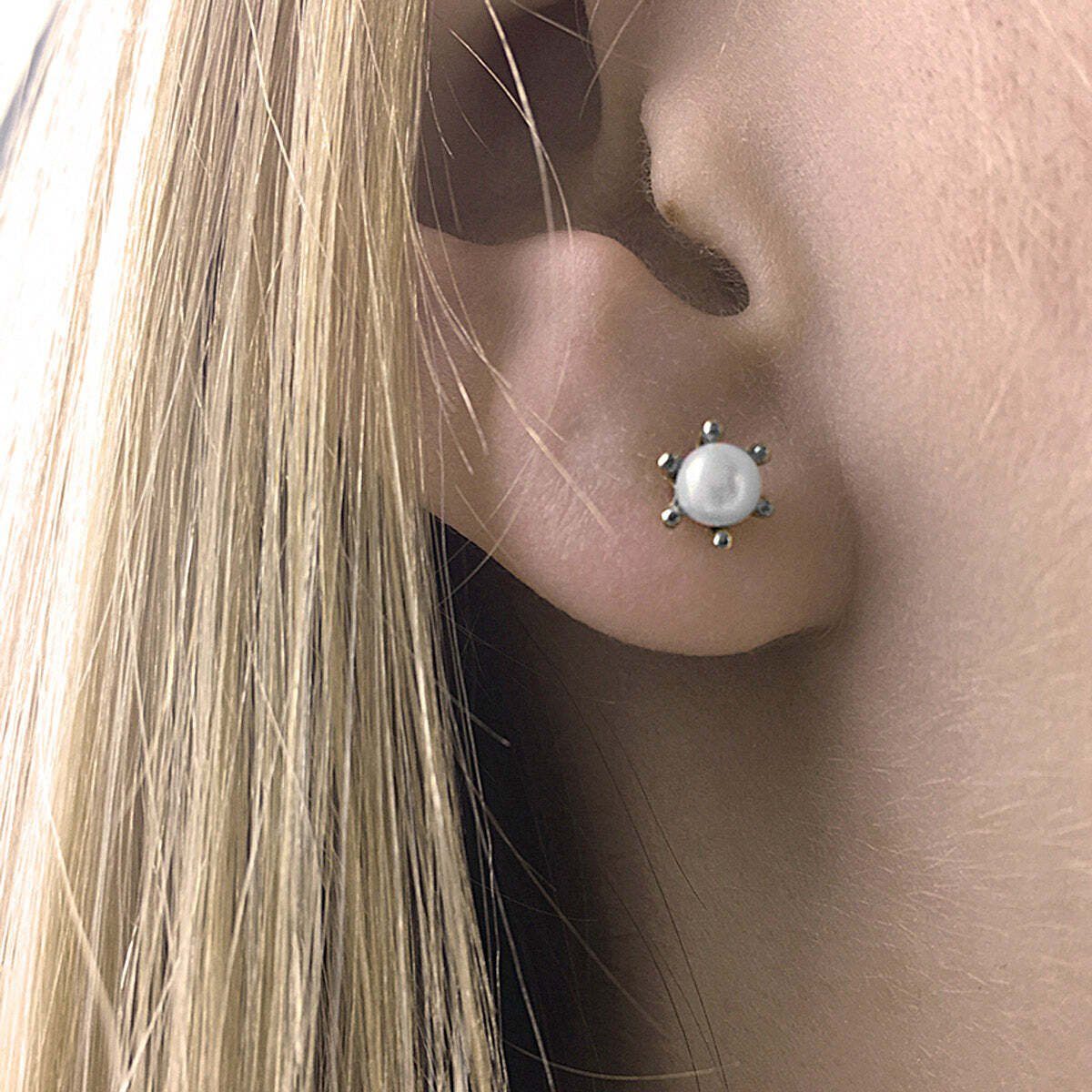 M&M Paar Ohrstecker Ohrstecker silber / gold mit Perle (2-tlg), deutsche Qualität, inkl. edles Schmucketui