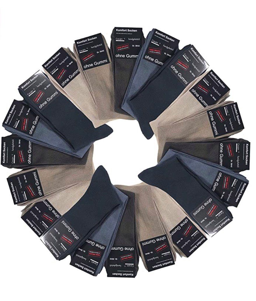 LEON D'ORO Gesundheitssocken Für Diabetiker | 6 Paar Baumwollsocken Ohne Gummizug