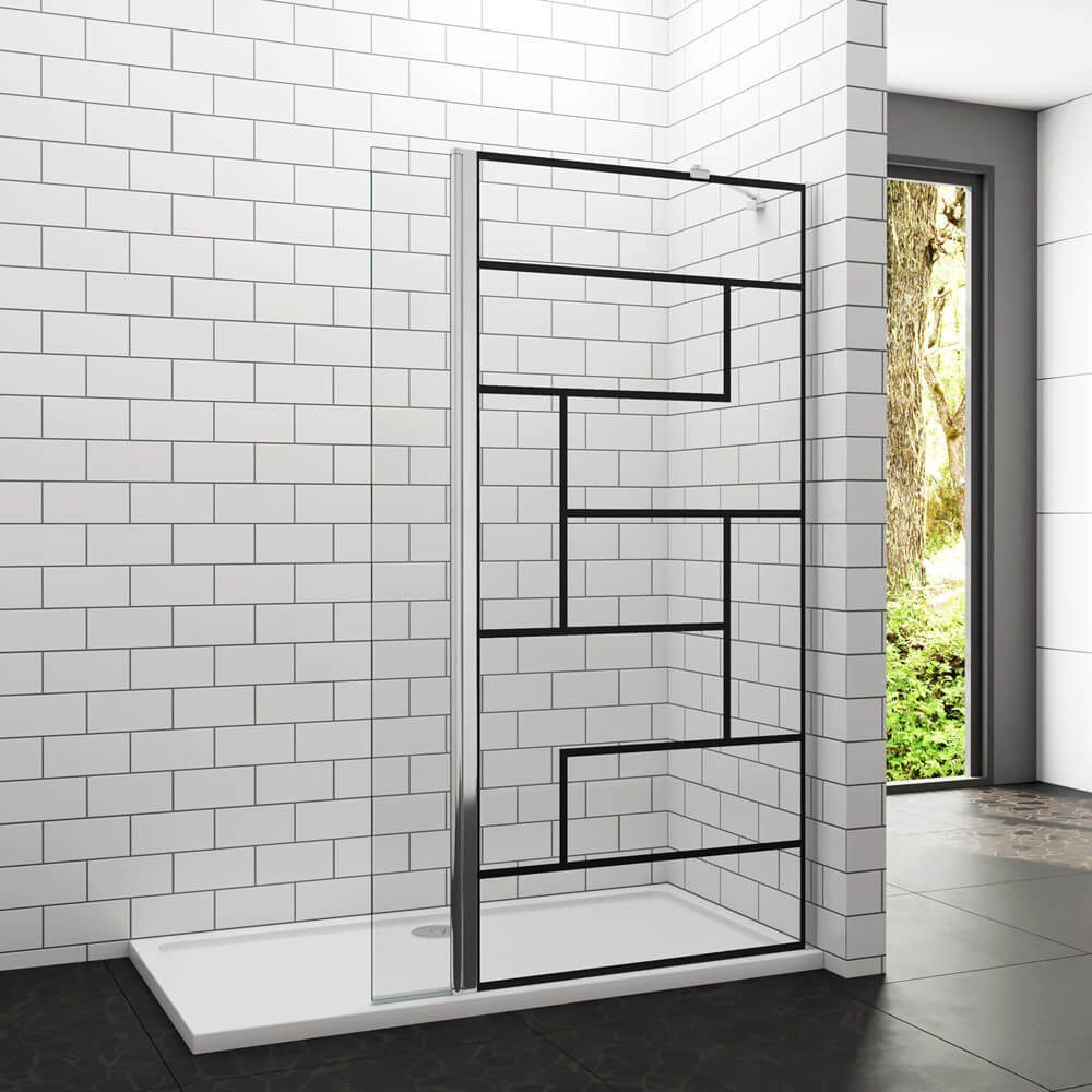 Thumbnail - duschspa Duschwand 8mm ESG Glas Duschtrennwand Walk in Dusche mit Flipper-Panel, Einscheibensicherheitsglas, Sicherheits...