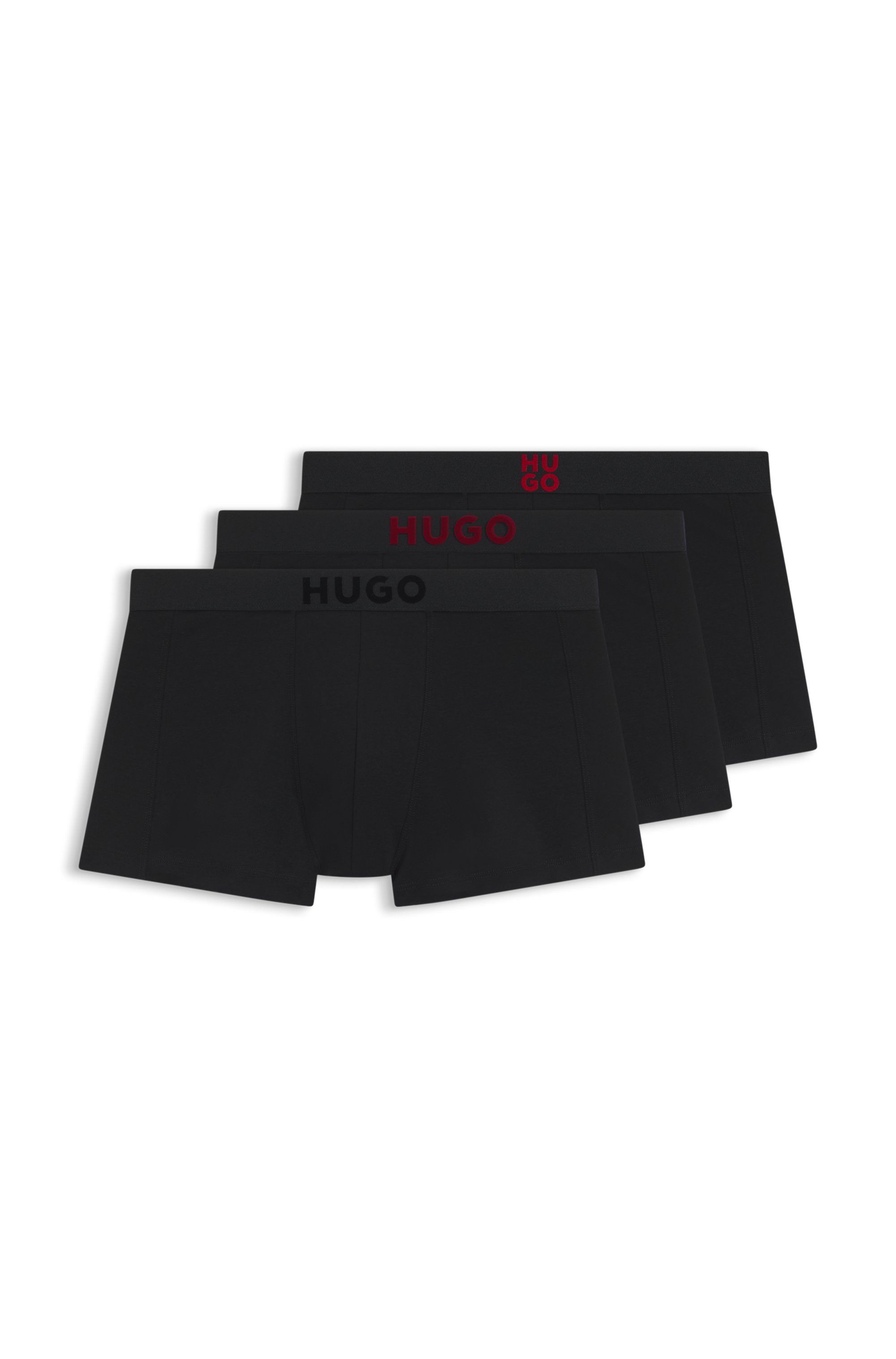 HUGO Trunk TR GIFT VELVE (3-St) anliegend, Stretch-Baumwolle mit kurzem Bein und Logos