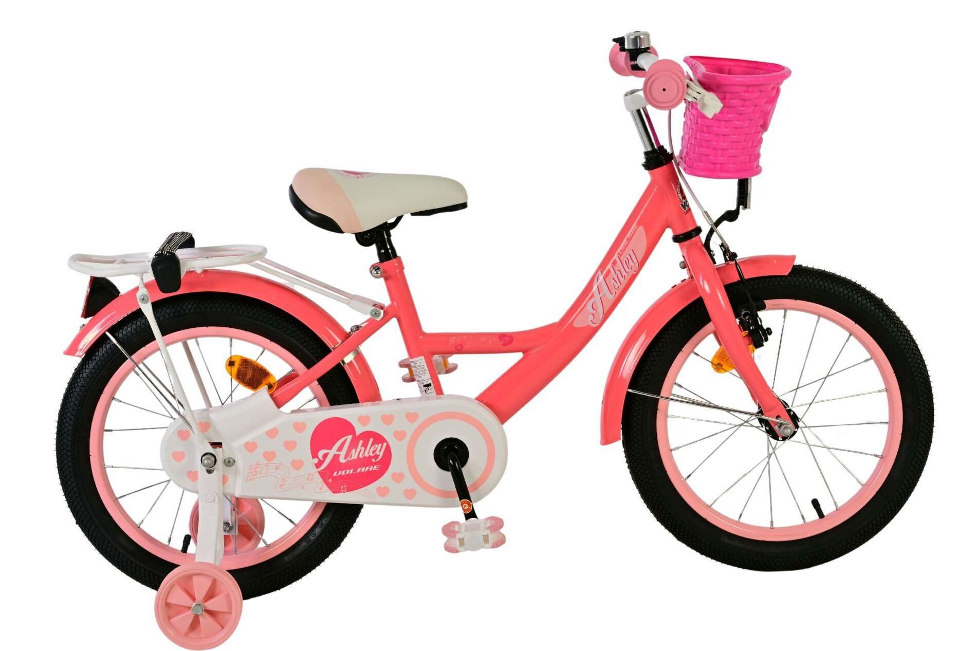Volare Kinderfahrrad Ashley für Mädchen 16 Zoll Kinderrad in Rosa/Rot