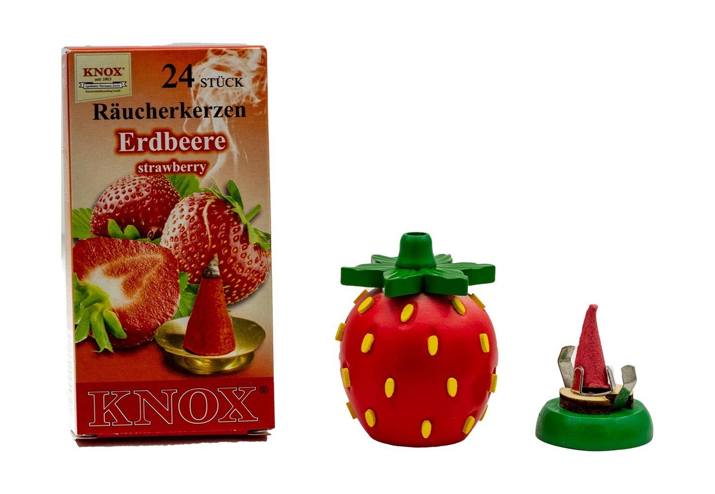 mit Räucherhaus Erdbeer-Set, KNOX Räucherkerzen 24 Erdbeer-Räucherfigur inkl. Erdbeer-Duft