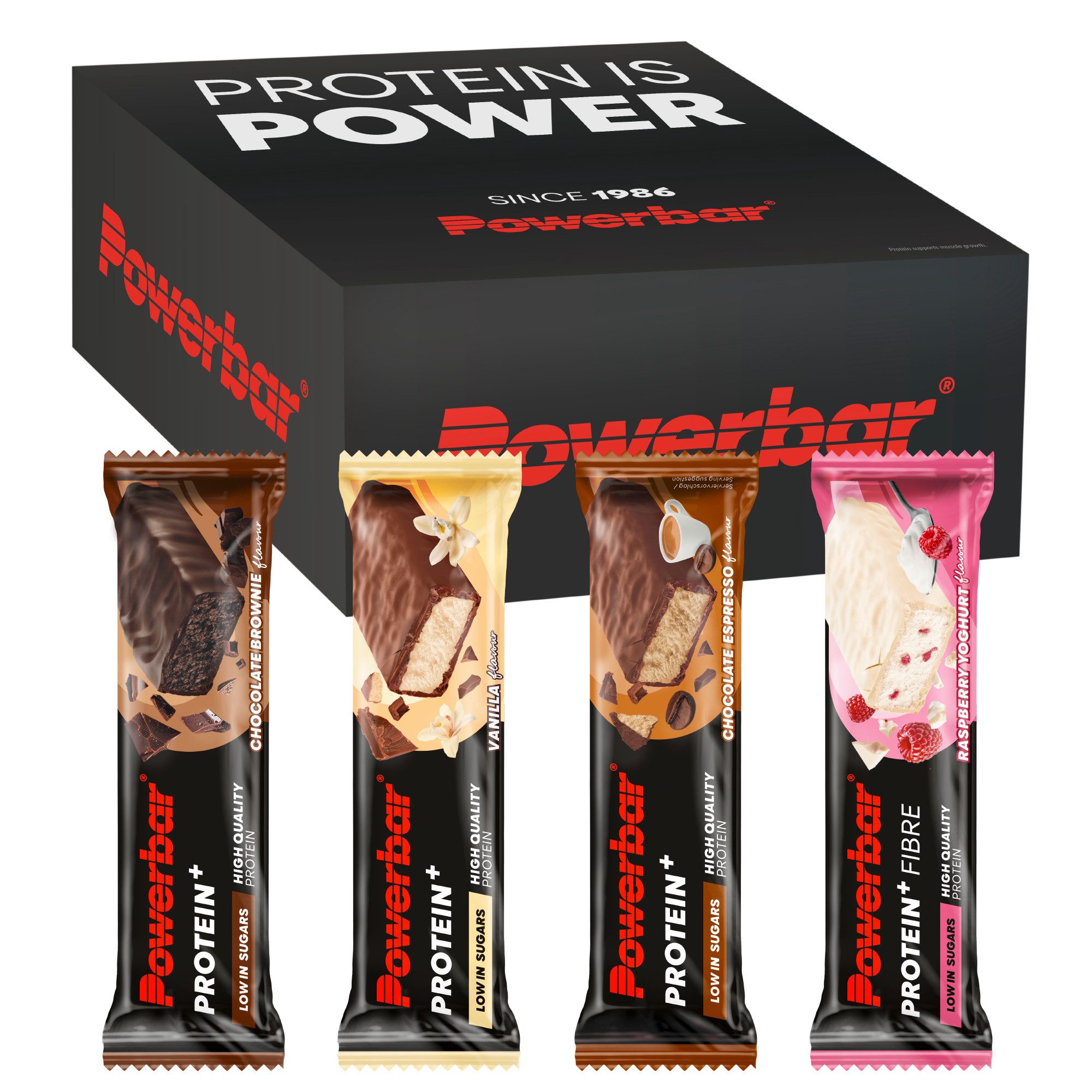 PowerBar Protein Plus Low Sugar Multiflavour Box Eiweißriegel 16x 35 g Riegel, 16 er Multiflavour Pack à 16 St., 560 g, 11g Eiweiß pro Riegel