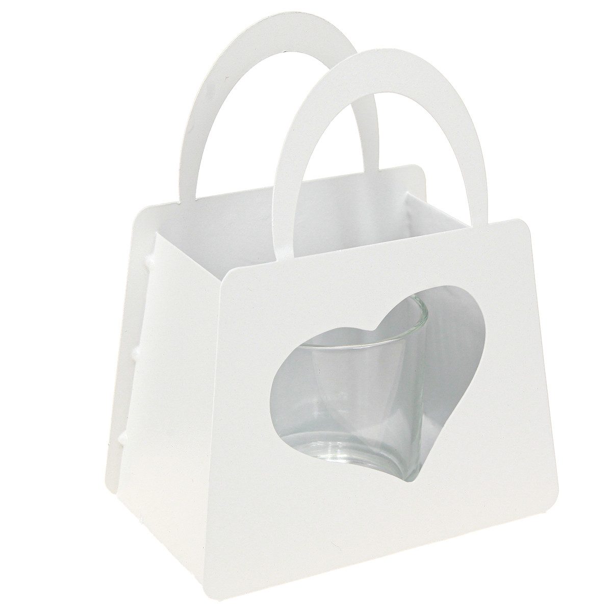 Florists Products Windlicht Windlicht Metall Herz Tischdeko Weiß Set 2 Stück H18cm