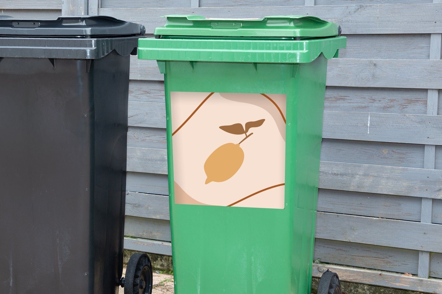 MuchoWow Wandsticker Sommer Mülleimer-aufkleber, Abstrakt Mülltonne, Sticker, - (1 Container, Abfalbehälter St), Zitrone 