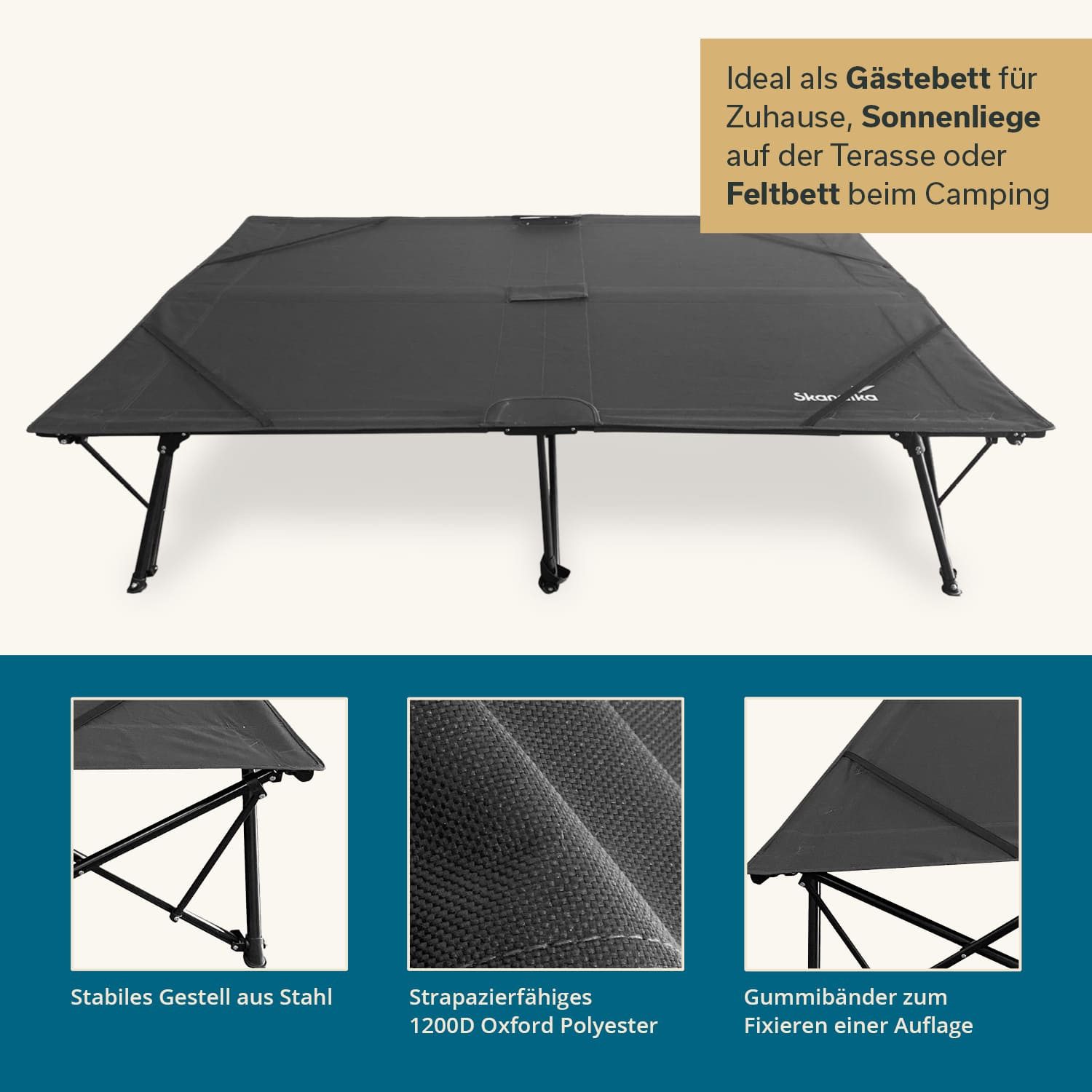 Skandika Campingliege Bodo, Doppelliege für 2 günstig online kaufen