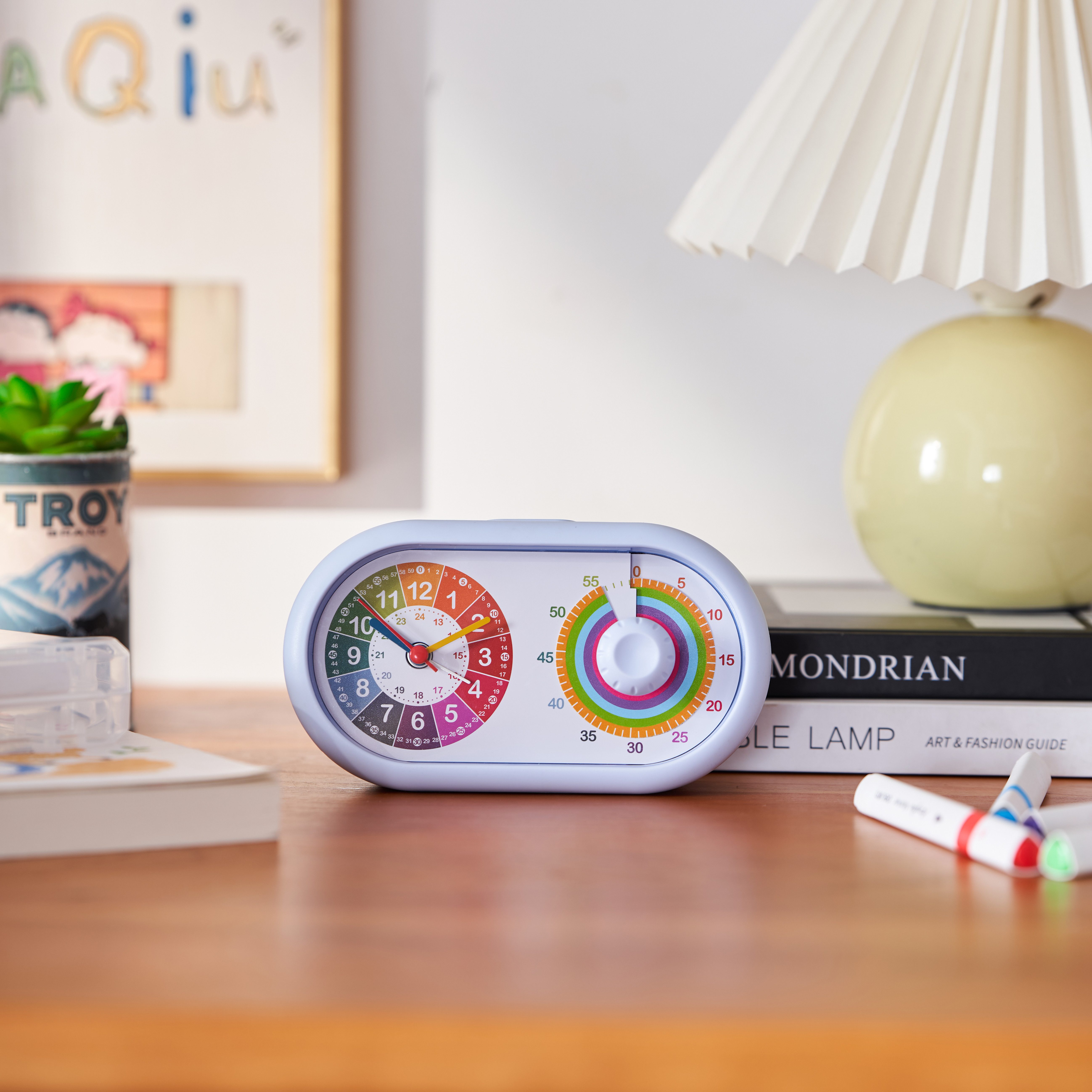 K&L Wall Art Tischuhr Rosa Tischwecker Mädchen Wecker Einhorn Alarmuhr visueller Timer