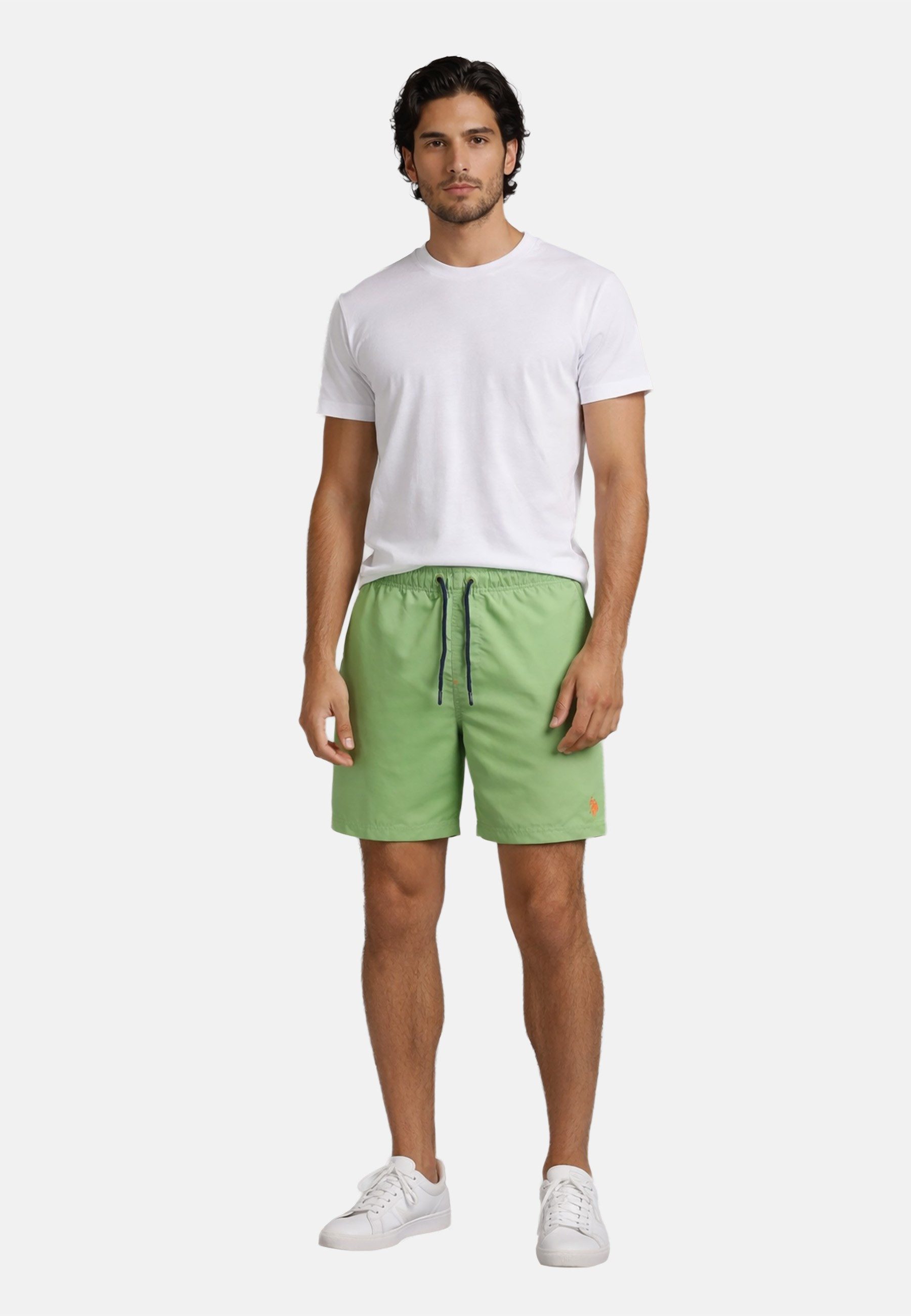 U.S. Polo Assn. Badeshorts USChrys - Schwimmshorts mit Netzfutter und Kordelzug Leichte Badehose mit elastischem Bund und Allover-Logo