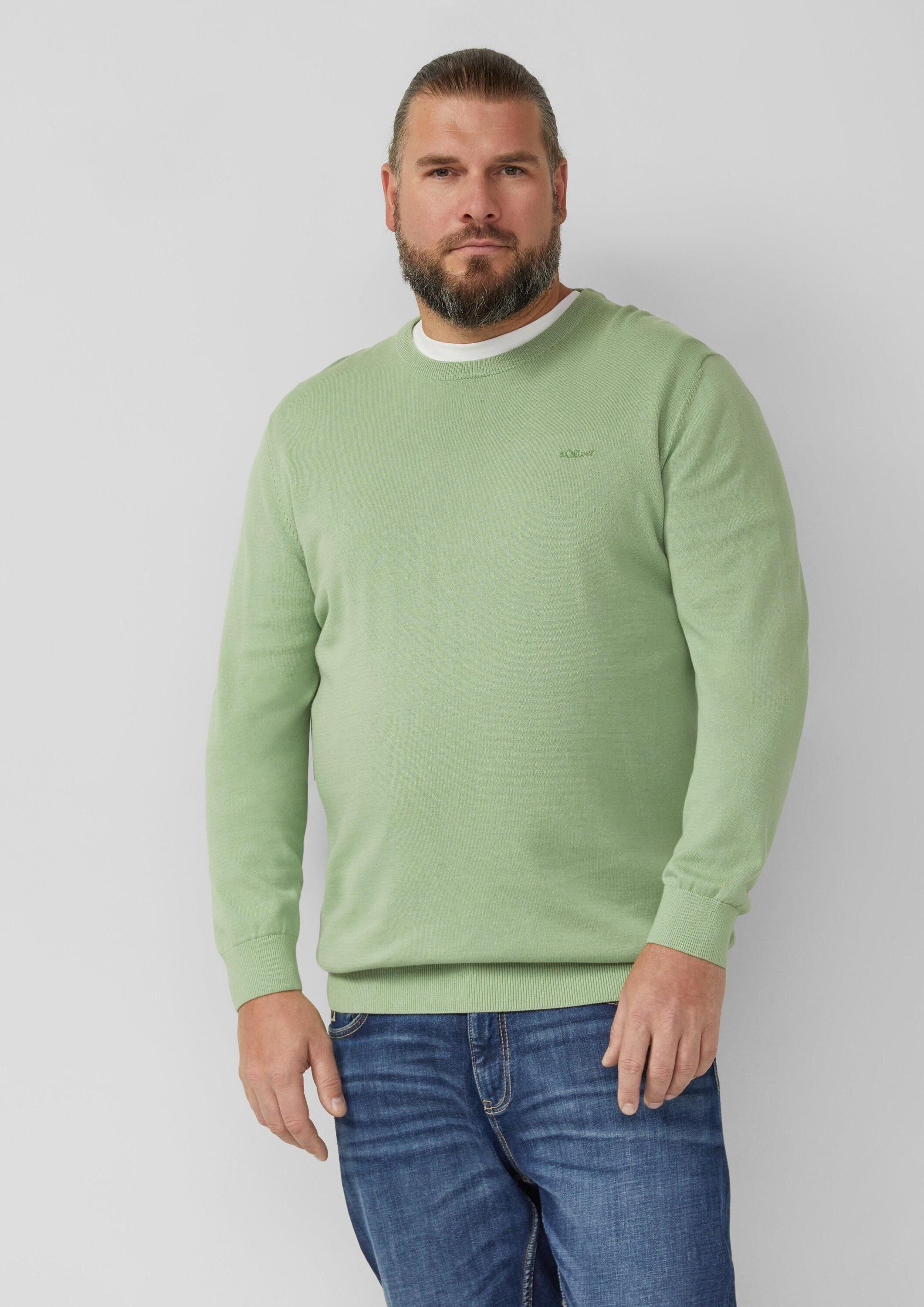 s.Oliver Longpullover Strickpullover Strickpullover mit Logo-Stickerei