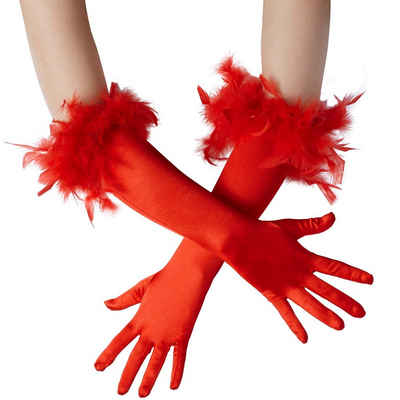 dressforfun Kostüm »Lange Satin-Handschuhe mit Federn«