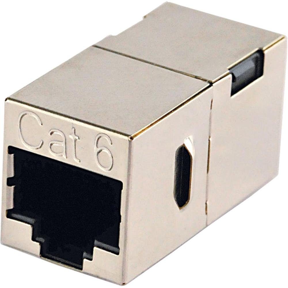 Schwaiger CAT 6 Netzwerkverbinder Netzwerk-Adapter, RJ45 LAN Kabel Kupplung Ethernet Verbinder silber