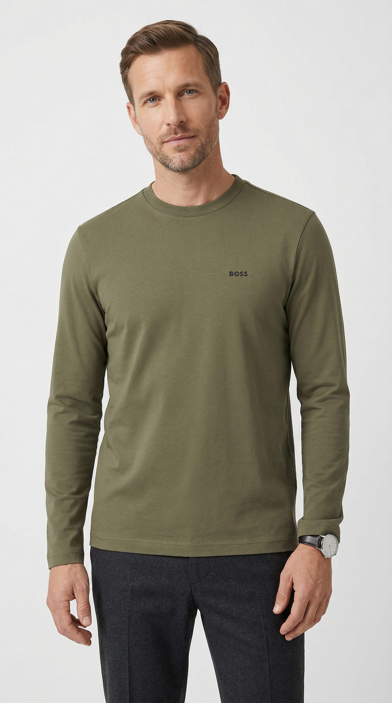 BOSS GREEN Langarmshirt Tee Long mit Rundhalsausschnitt