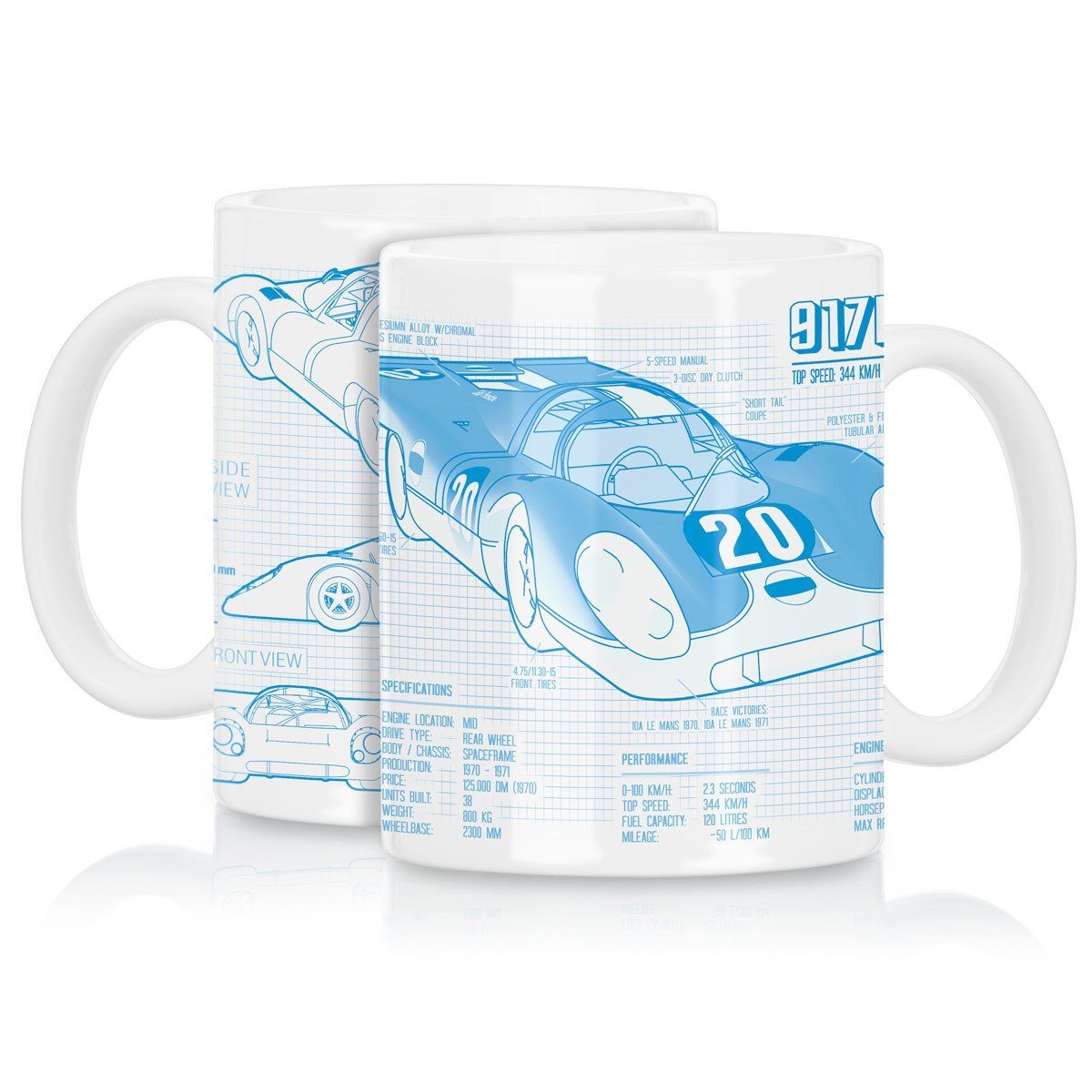 style3 Tasse, 24 911 Tasse 917 le mans 24h Blaupause 917K steve 918 mcqueen Kaffeebecher rennen Keramik, stunden