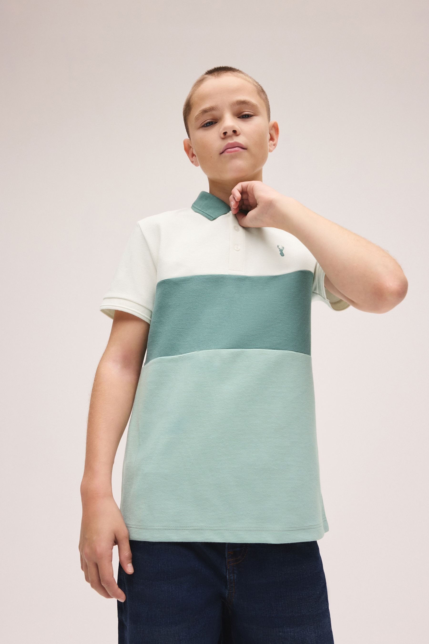 Next Poloshirt Strukturiertes Poloshirt mit Blockfarben (1-tlg)