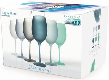 Villa d'Este Weinglas Happy Hour Ocean, Glas, Gläser-Set, 6-teilig, Inhalt 550 ml