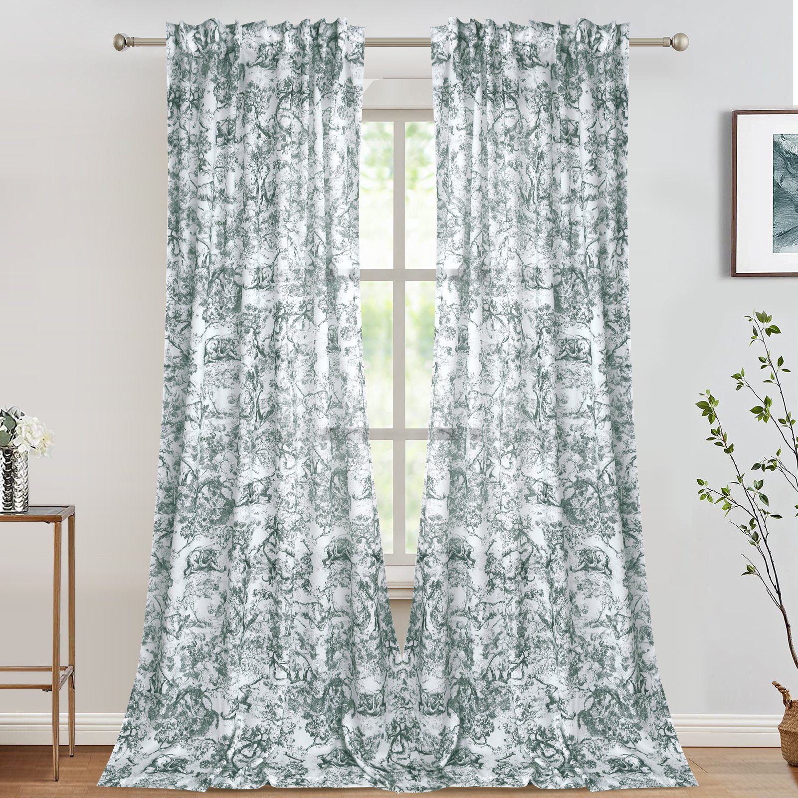 Gardine Dschungel-Muster, Brokat Baumwolle, für Wohnzimmer Schlafzimmer Deko