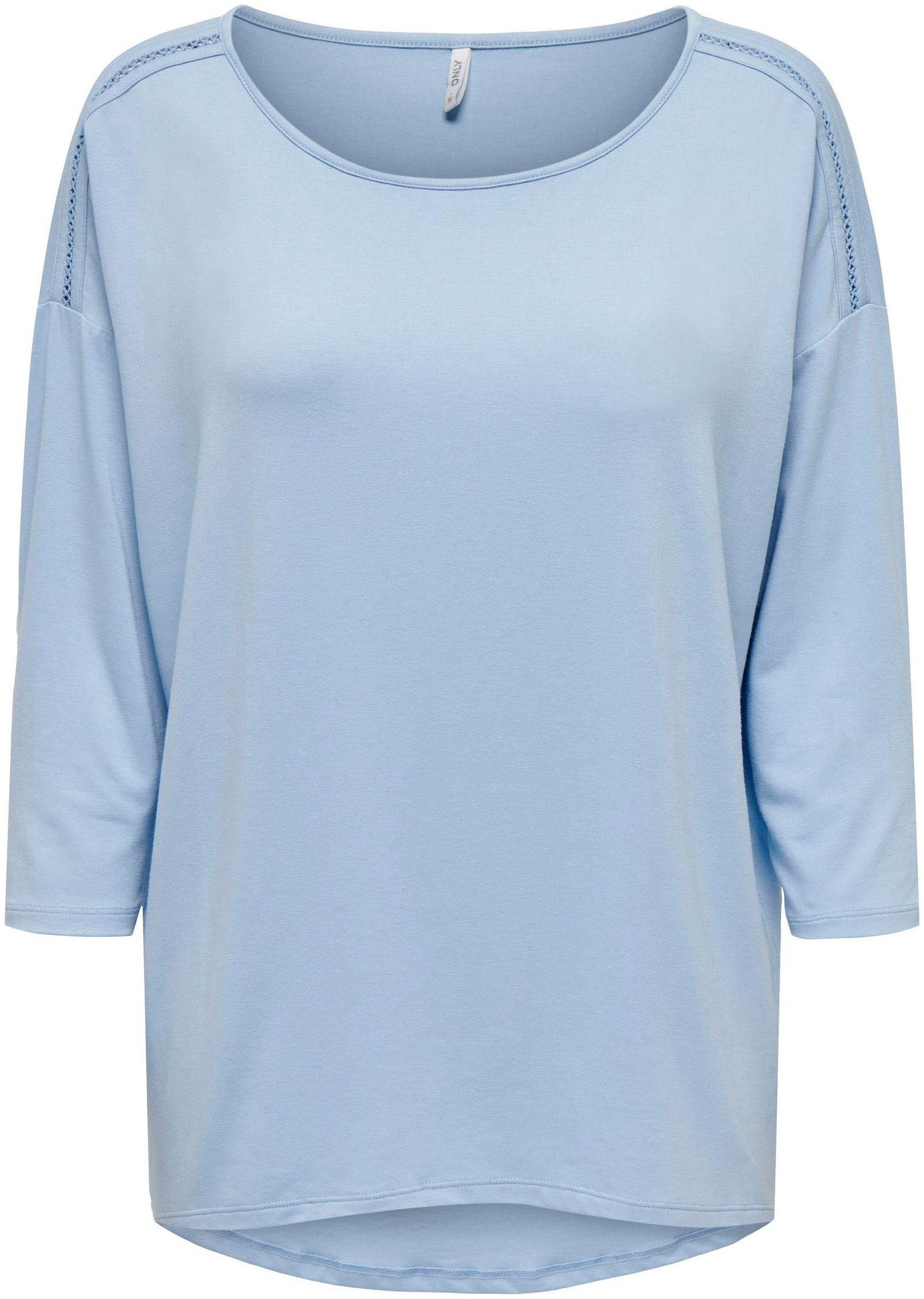 Blue ONLMOSTER TOP TAPE SHOULDER 3/4-Arm-Shirt Detail:Melange ONLY CS 3/4 Cashmere