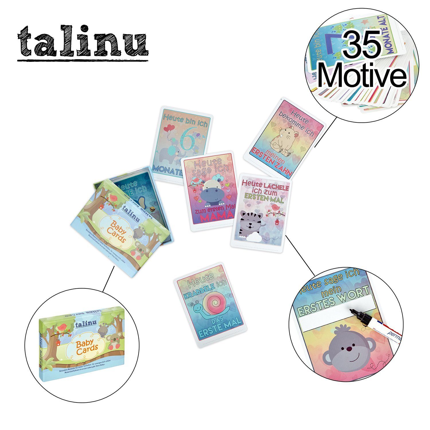 Cards Baby Cards Zeichenalbum Erinnerungskarten Memory x Talinu 35 erstes Lebensjahr