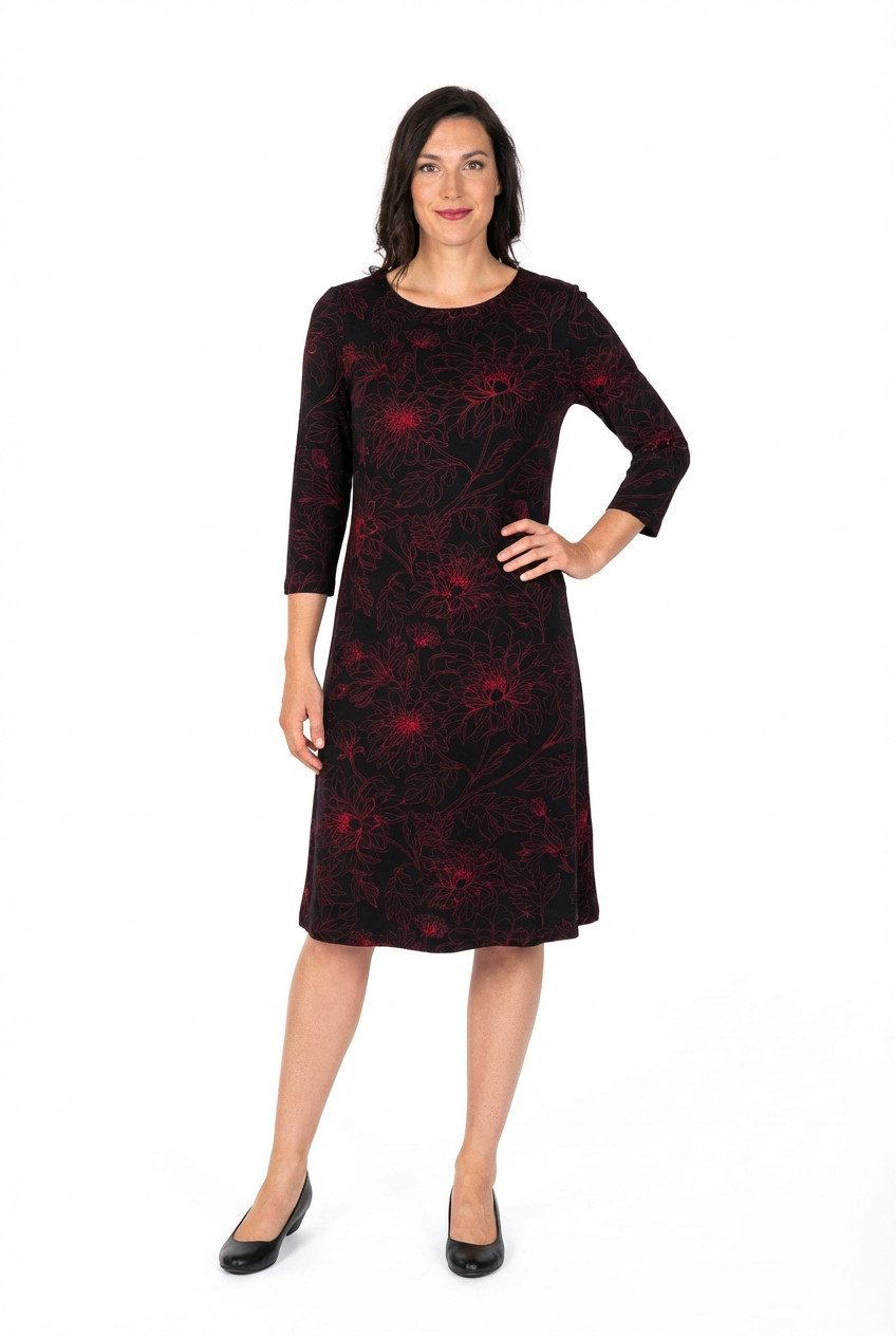 einfach Schön Midikleid Sandra schwarz-rot günstig online kaufen