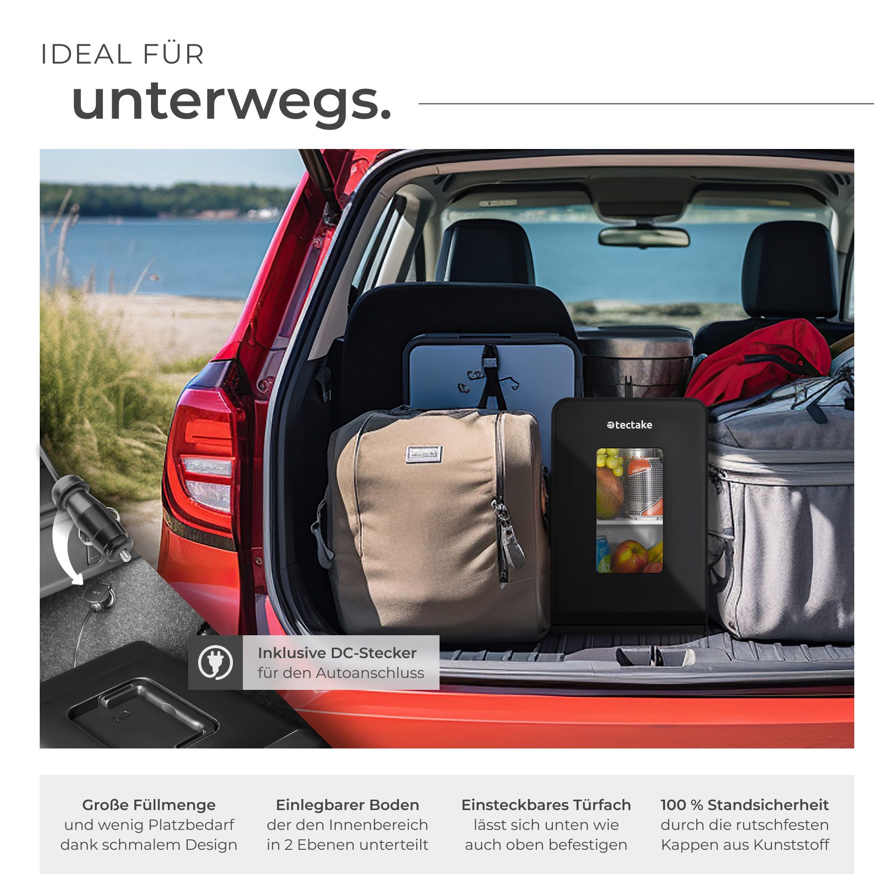 tectake Kühlschrank Kühlschrank, 41,00 cm hoch, 27,00 cm breit, 2 in 1 Kühl- und Heizfunktion