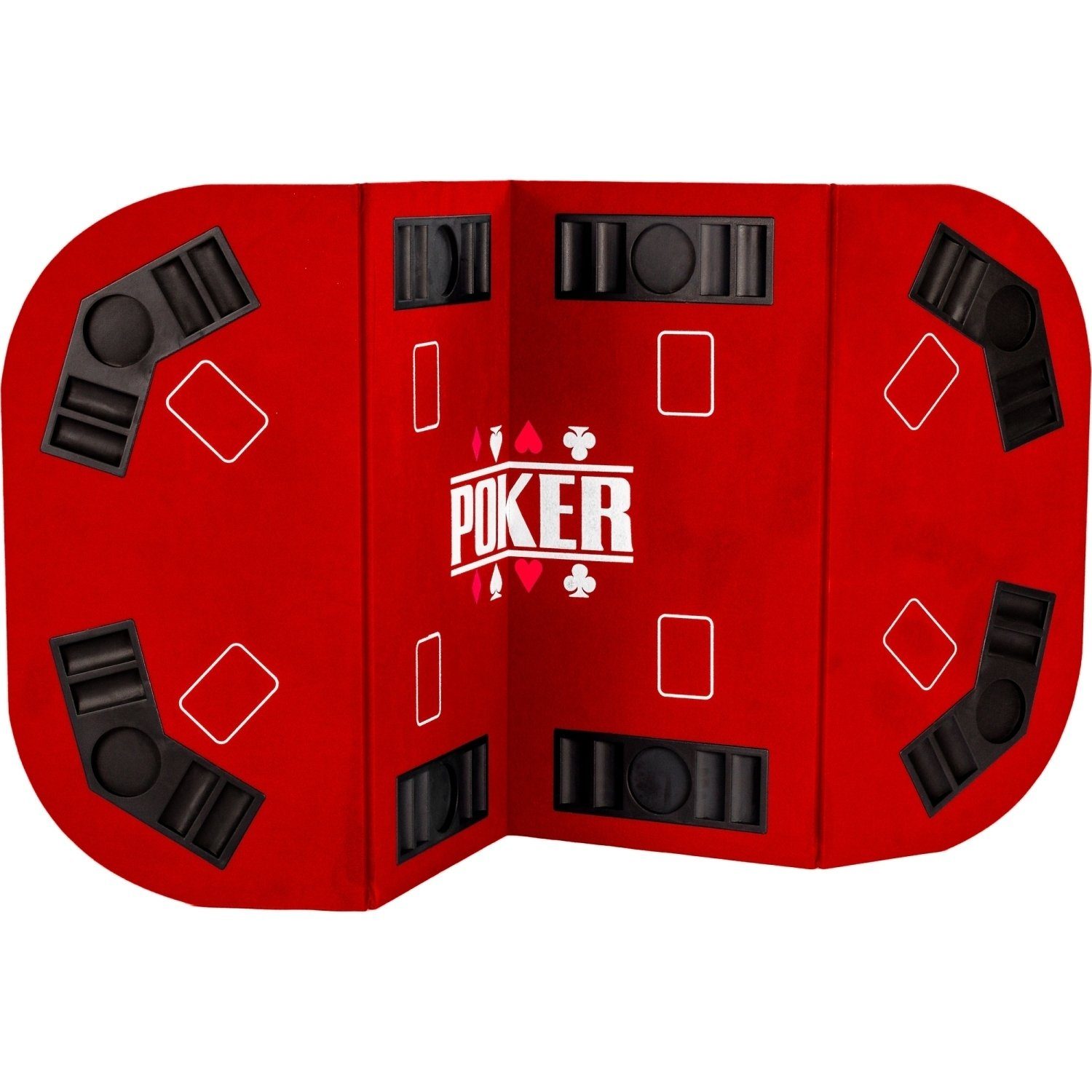 Platte, PLANET Games Maße 8 MDF Planet GAMES Pokerauflage Rot „Straight“, Faltbare Chiptrays 160x80 Getränkehalter, Spieler, 8 Spiel, cm, 2-8