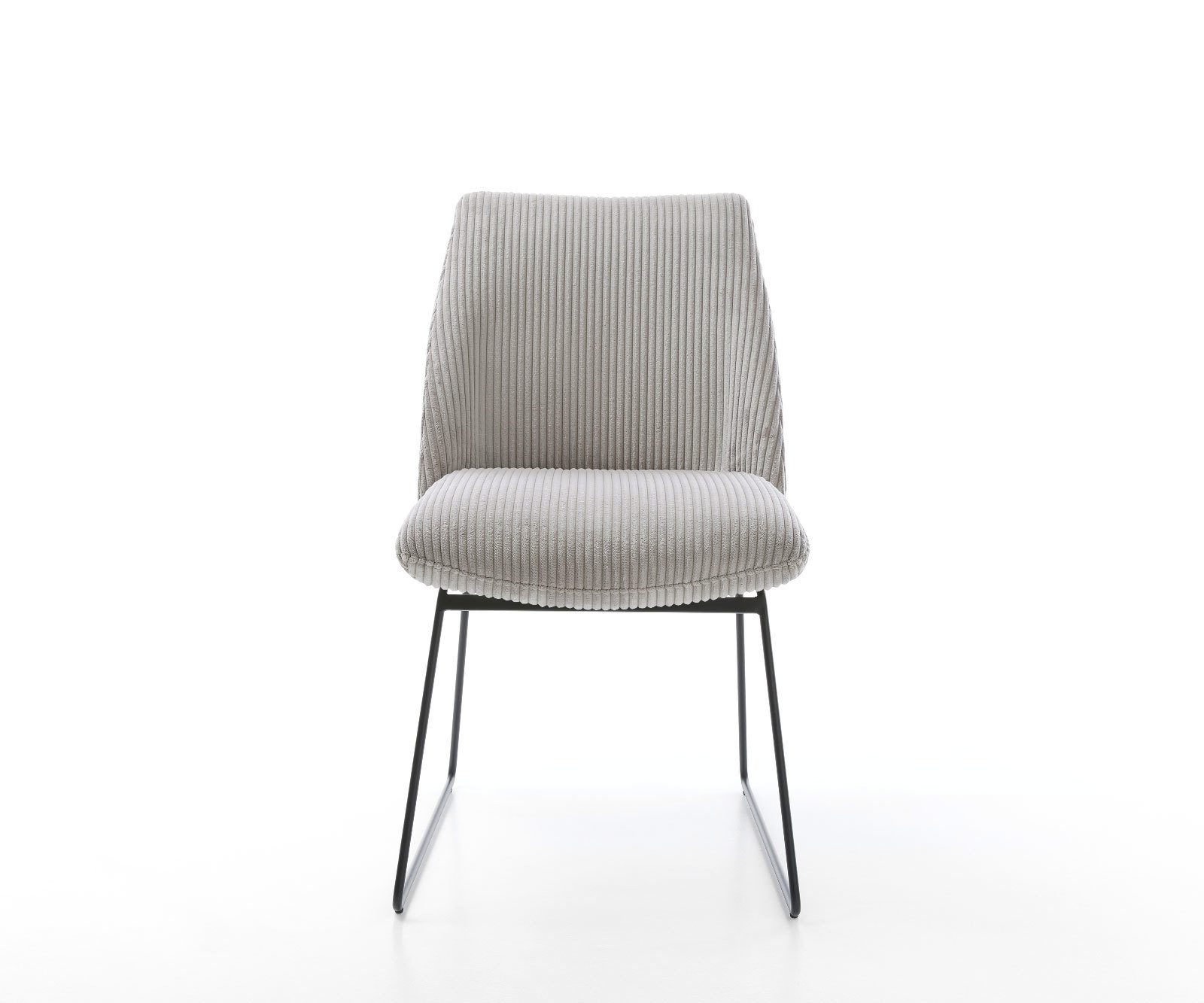 DELIFE Polsterstuhl Elso-Flex, Kufengestell Schwarz Cord Silbergrau Taschenfederkern