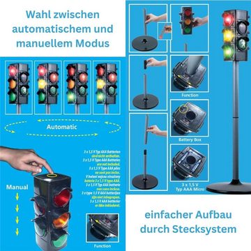 alldoro Spiel-Verkehrszeichen Verkehrsampel für Kinder 75 cm, mit Fußgängerampel batteriebetrieben