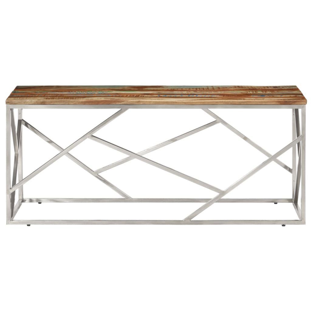 vidaXL Couchtisch Couchtisch Silbern Edelstahl und Altholz Massivholz (1-St)