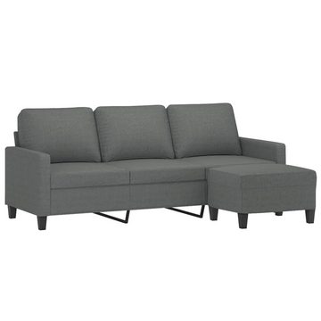 vidaXL Sofa 3-Sitzer-Sofa mit Hocker Dunkelgrau 180 cm Stoff