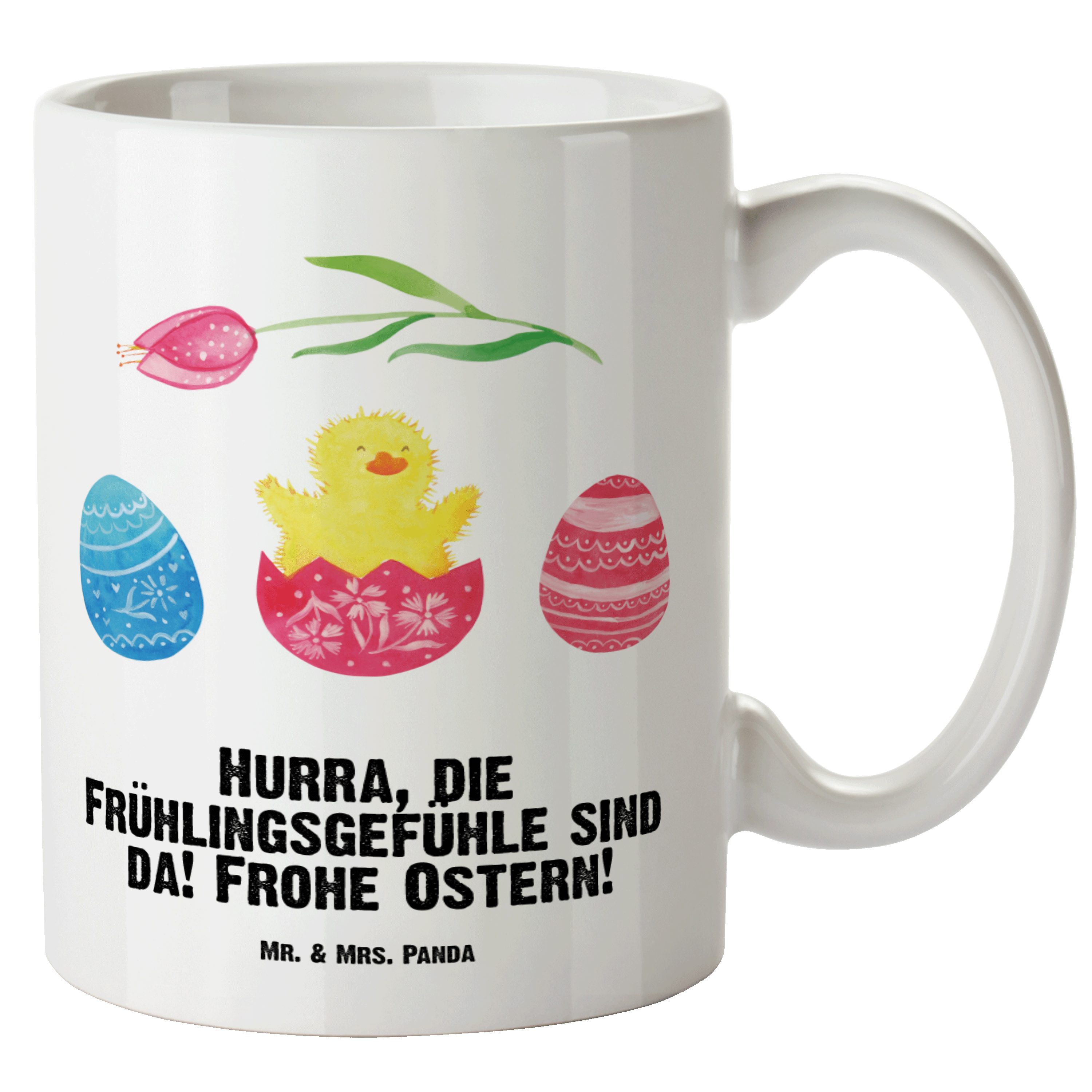 Küken Panda & XL - Geschenk, Tasse Mrs. Mr. Weiß spülmaschinenfest, Keramik Ostergeschenke, - Tasse geschlüpft