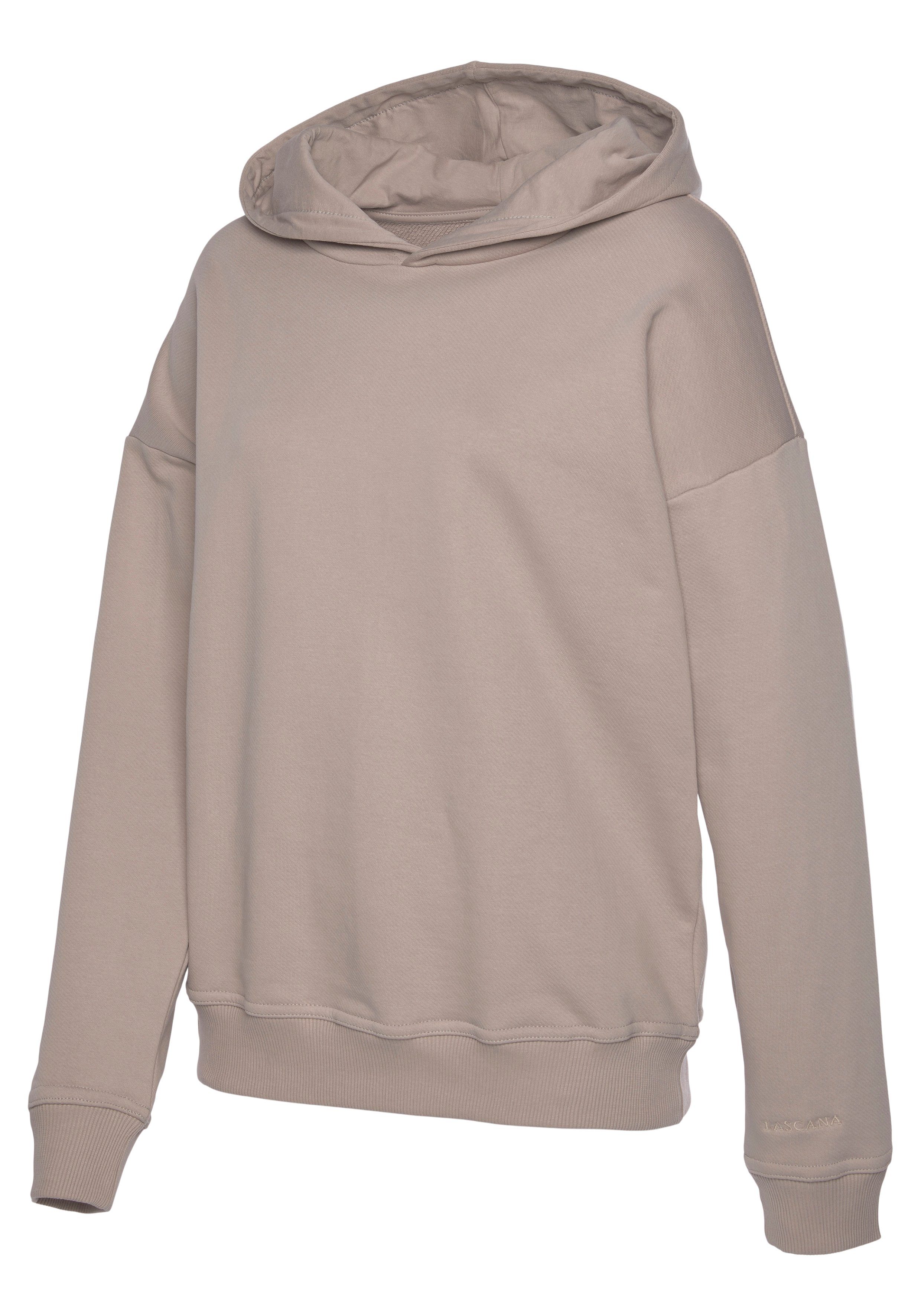 Baumwolle, hellbraun LASCANA Hoodie organischer Loungeanzug, Loungewear, aus Hoodie