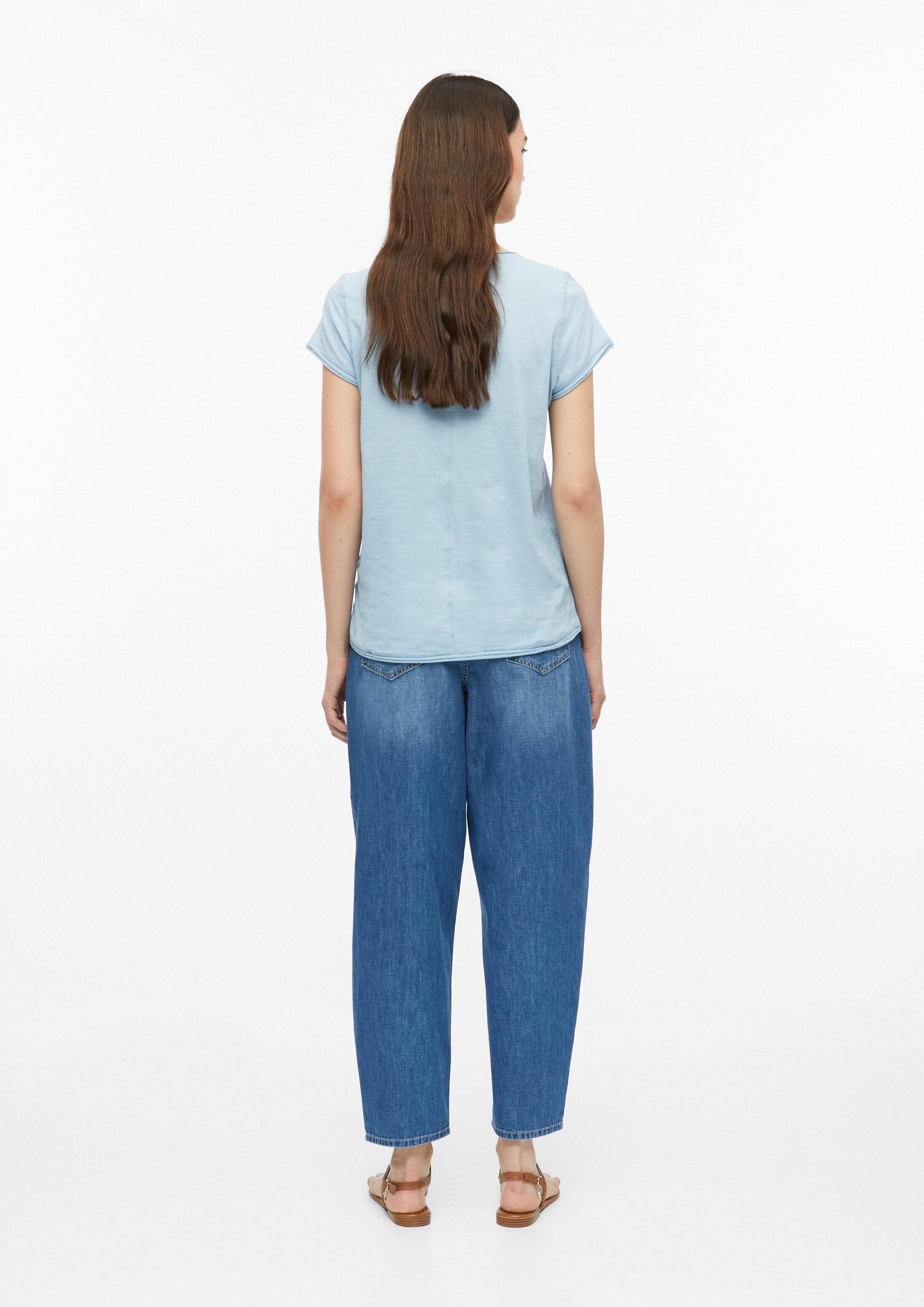 s.Oliver Kurzarmshirt T-Shirt Flammgarn-T-Shirt mit Rollkante