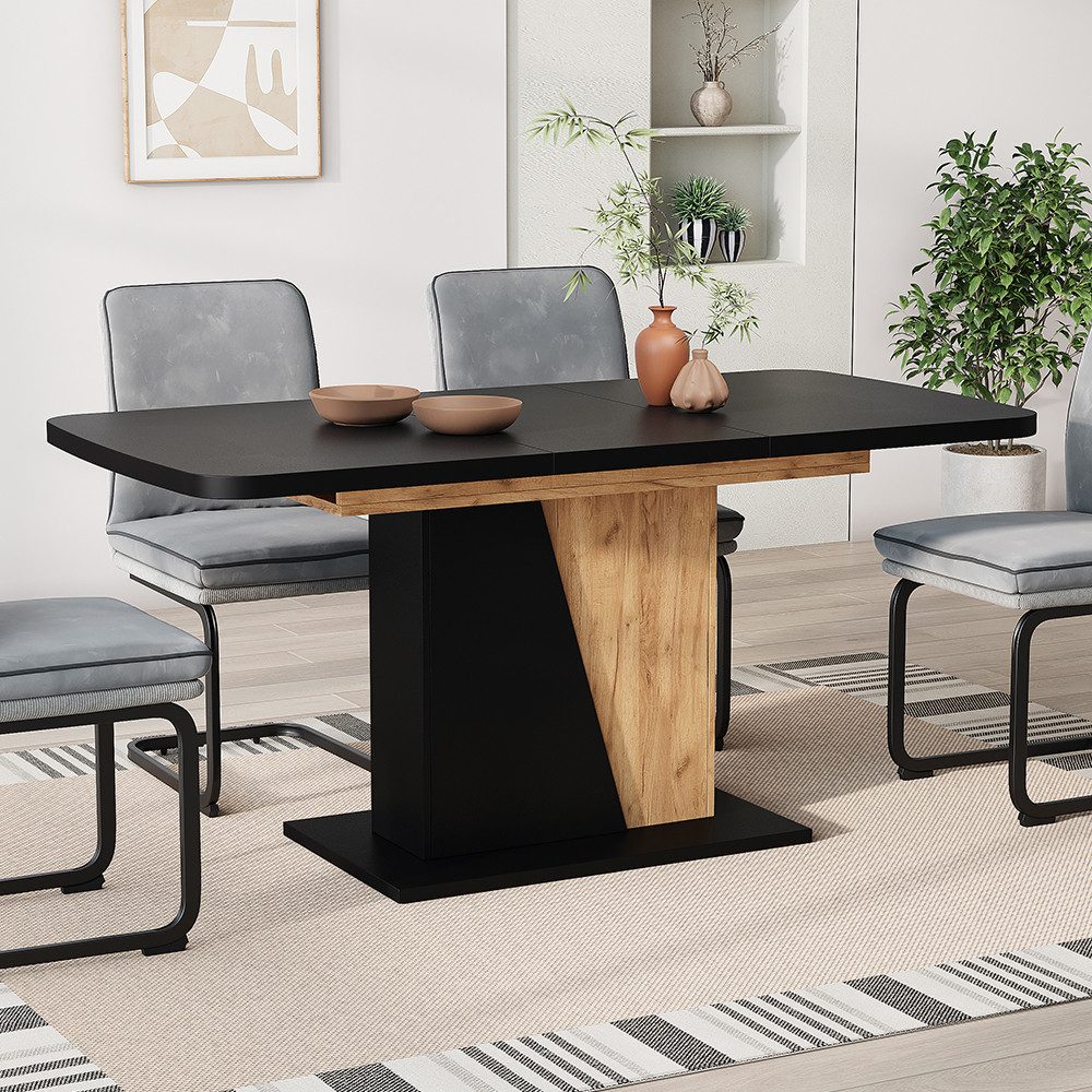 Vicco Esstisch Fenaro, Schwarz/Goldkraft Eiche, 120-160 x 80 cm ausziehbar (1-St)