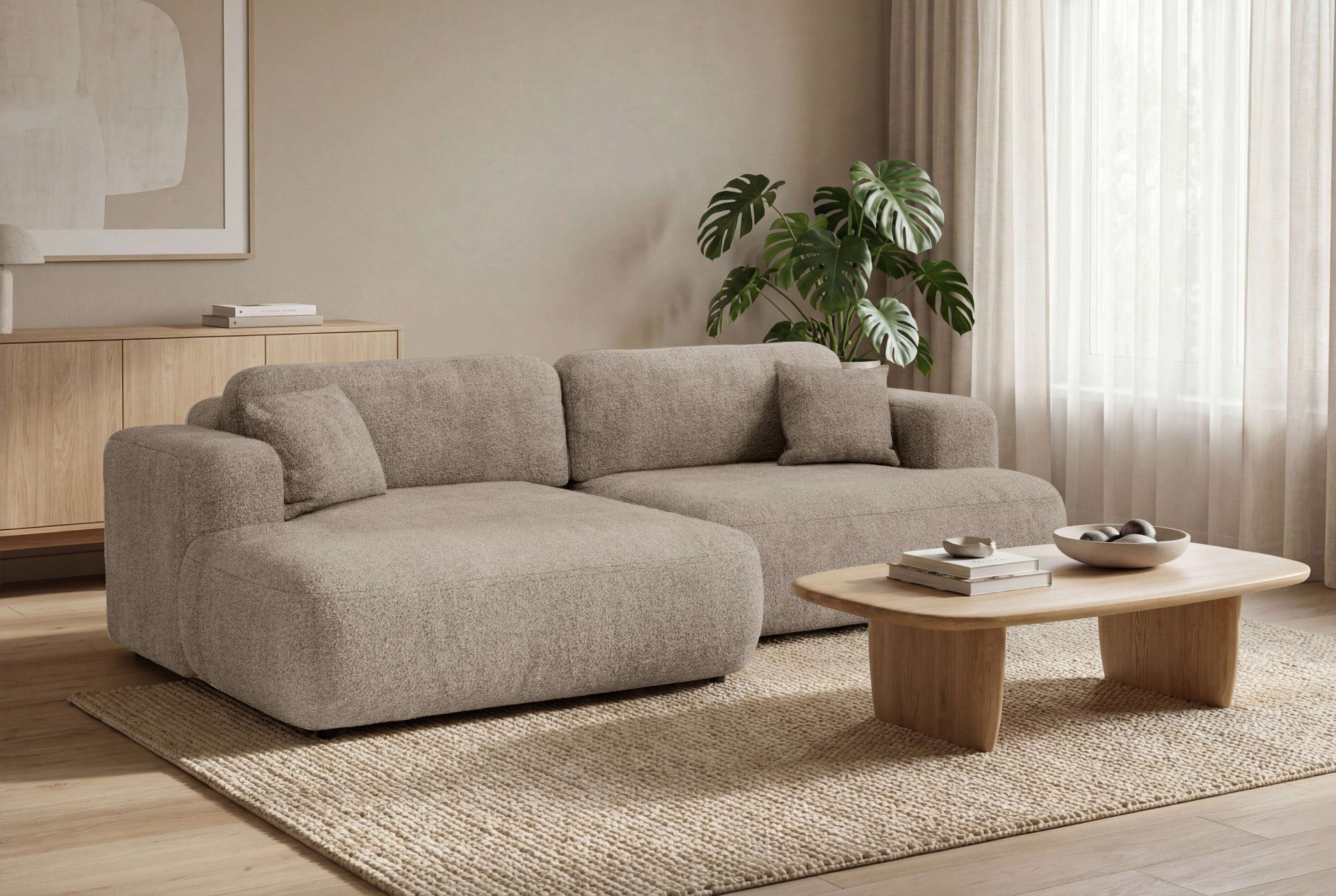 OTTO home Ecksofa VEEVIA L-Form, Schlafsofa, Verlässliche Qualität, Breite 256cm, mit Bettkasten, belastbar bis 480kg, inklusive Rücken- und Zierkissen