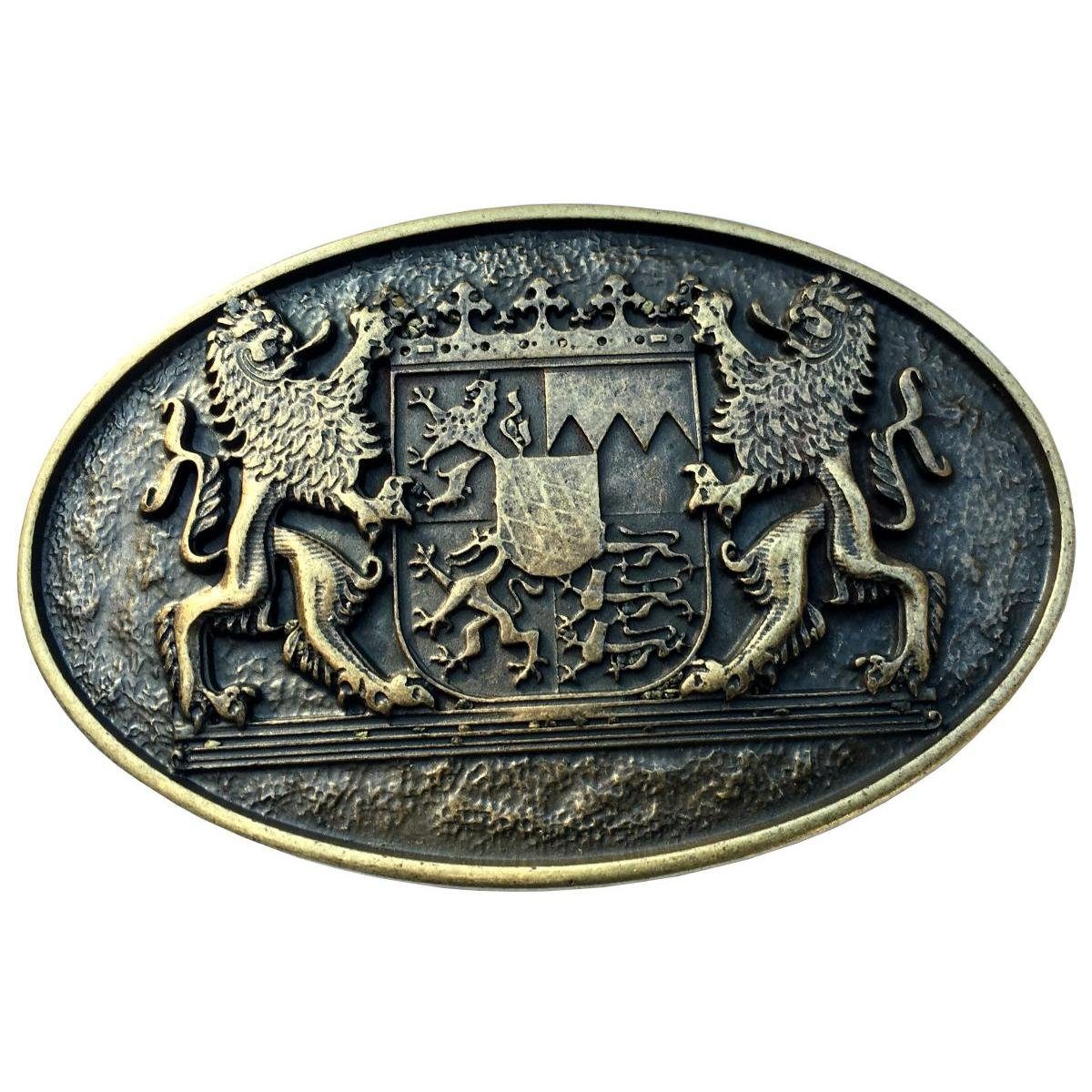 Gürtelschnalle Doppellöwe mit Wappen 4,0 cm - Buckle Wechselschließe Gürtelschließe 4
