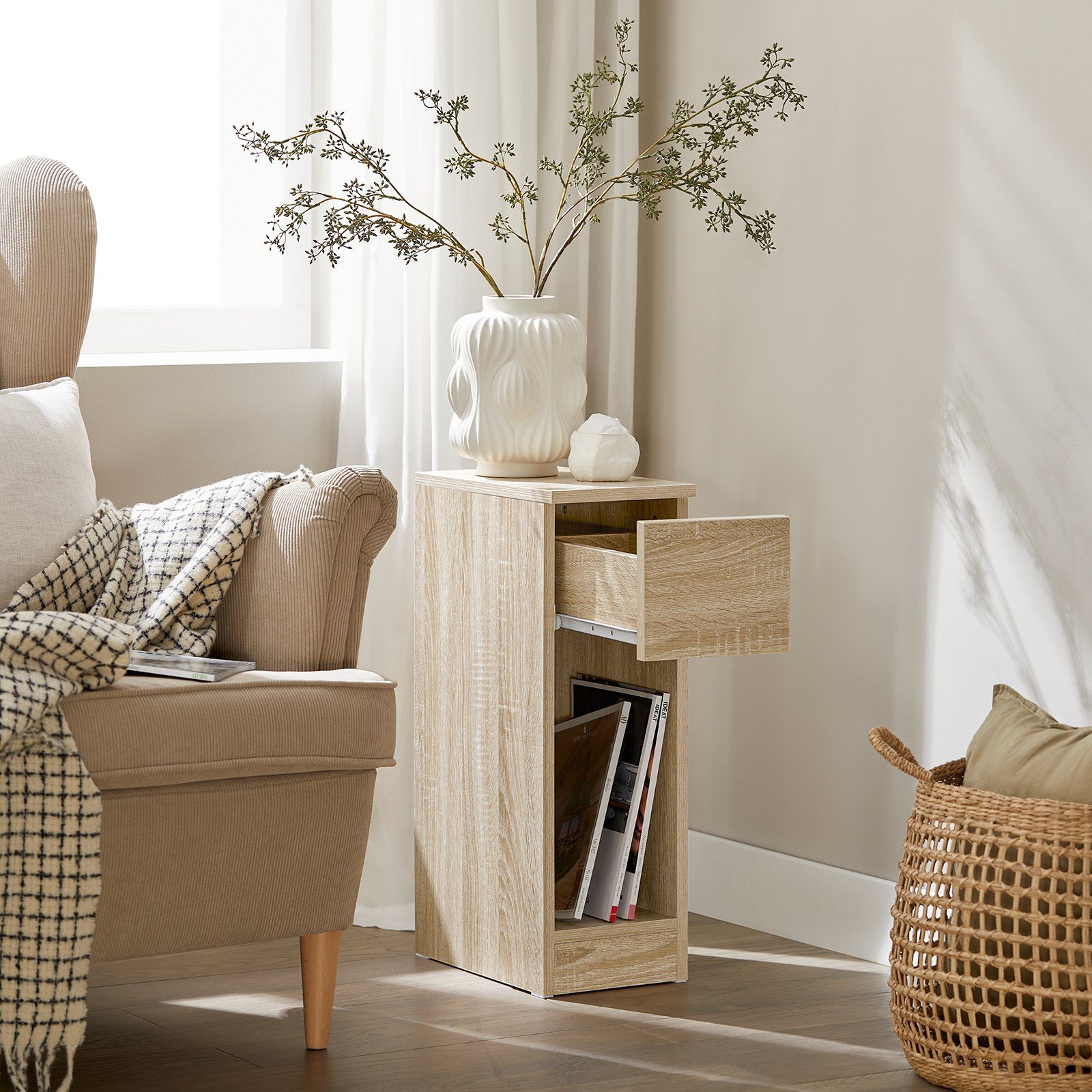 SoBuy Nachttisch FBT111, Beistelltisch mit Schublade und Ablage, Nightstand günstig online kaufen