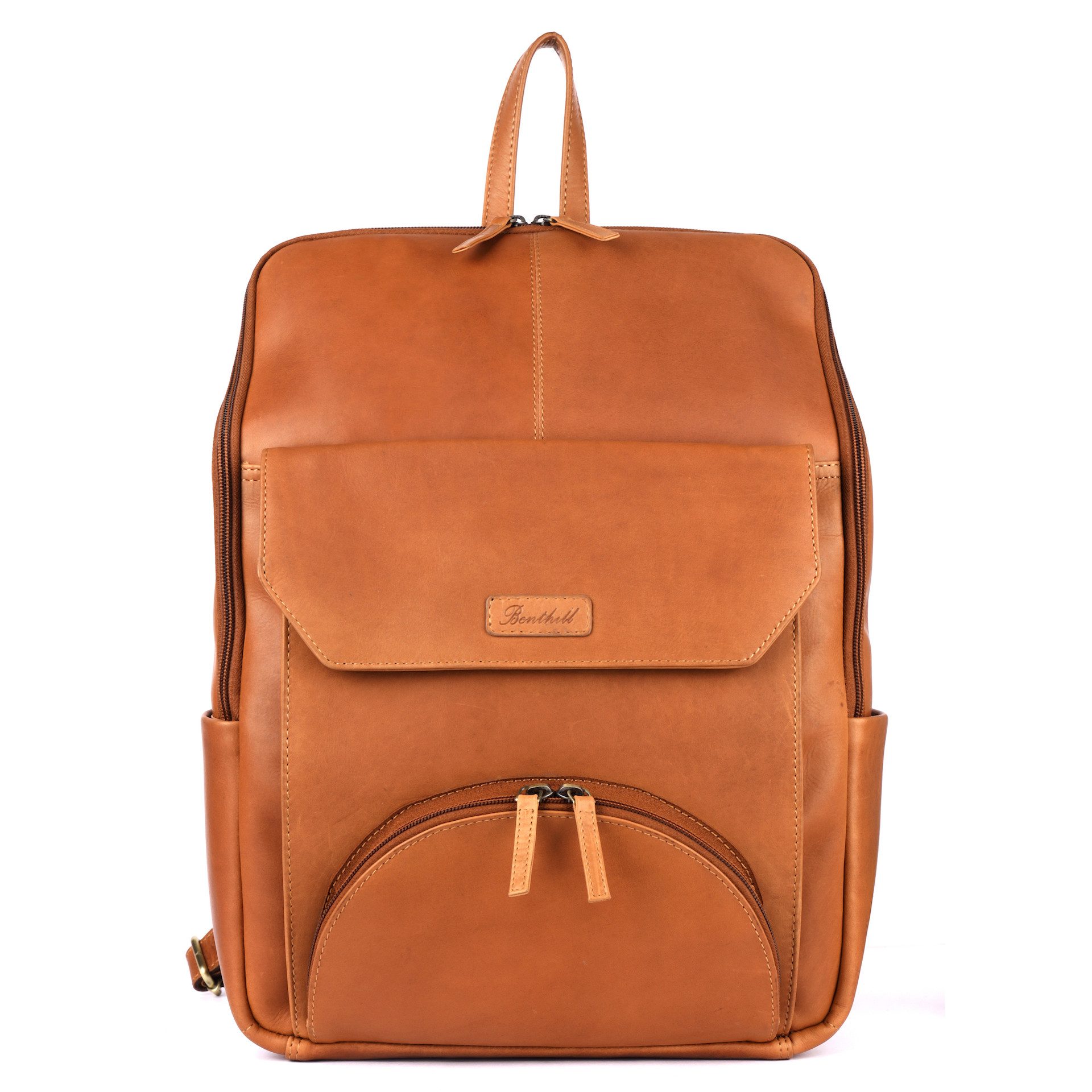 Benthill Rucksack Rucksack Echt Leder Damen Herren Lederrucksack Daypack Backpack, Reißverschlussfach