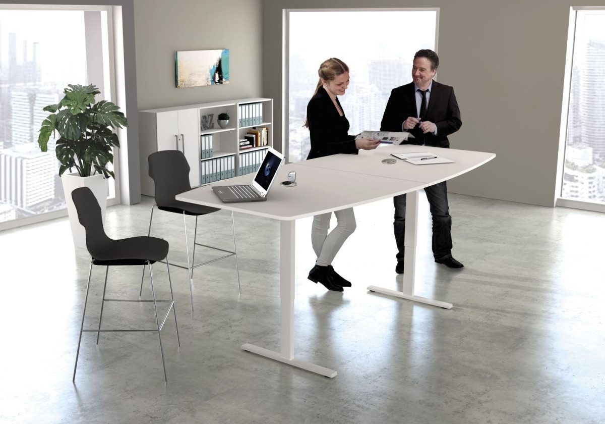 KERKMANN Konferenztisch Konferenztisch Move 3 250x100cm höhenverstellbar bis 120cm weiß