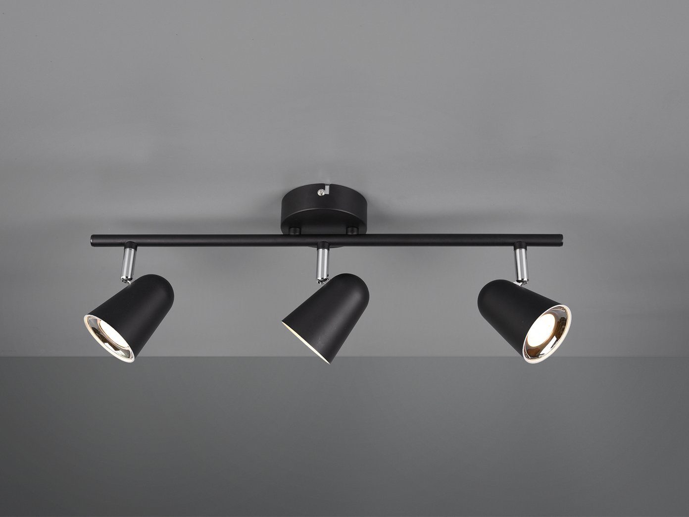 TRIO Leuchten LED Deckenstrahler, LED fest integriert, Warmweiß, innen, Deckenleuchte 3 Spots, Treppenhaus & Jugendzimmer, Schwarz 48cm