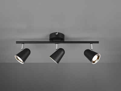 TRIO Leuchten LED Deckenstrahler, LED fest integriert, Warmweiß, innen, Deckenleuchte 3 Spots, Treppenhaus & Jugendzimmer, Schwarz 48cm