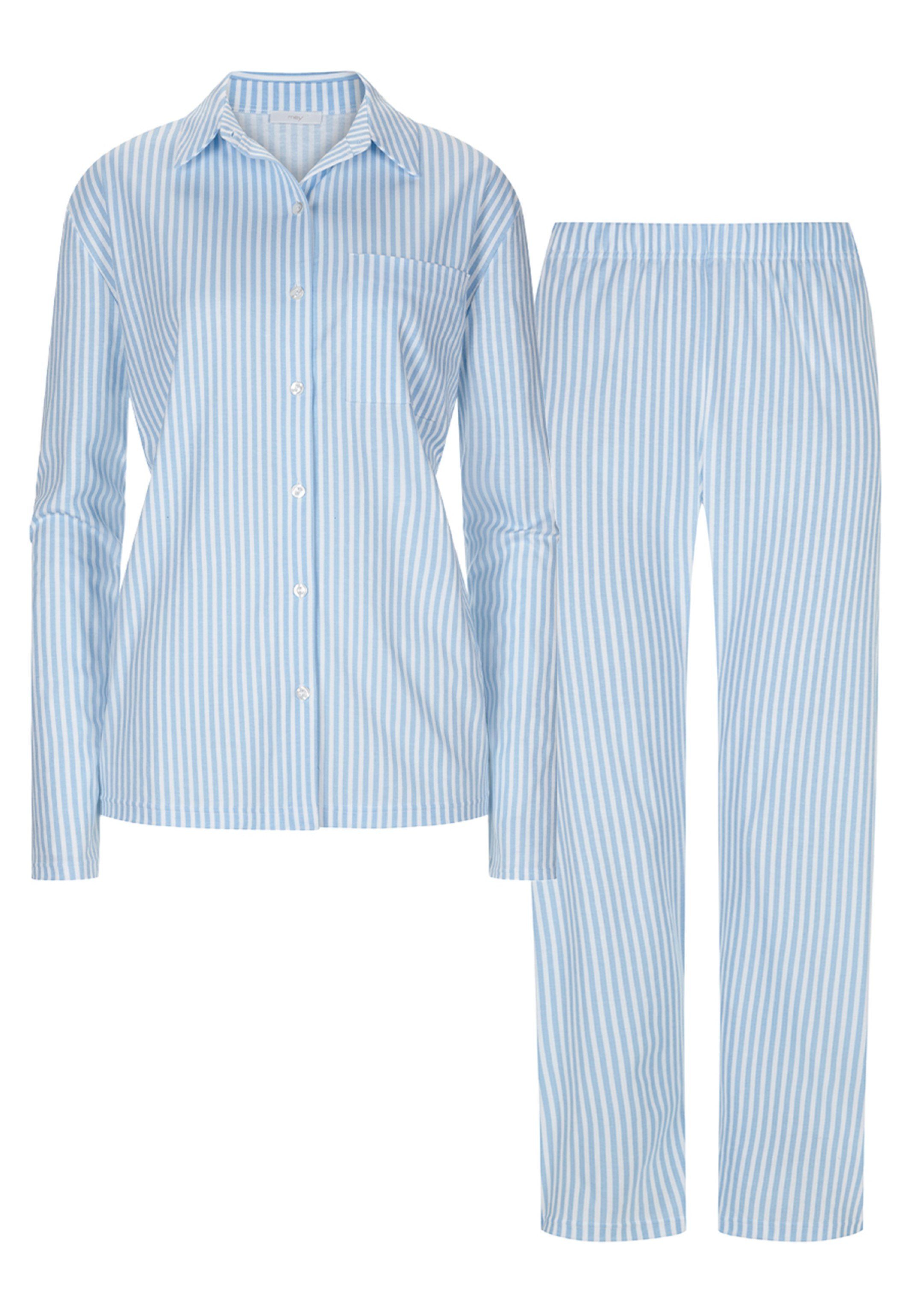 tlg) - mit und Schlafanzug - Pyjama (Set, Night2Day Brusttasche Organic Shirt 2 Cotton Baumwolle Mey Knopfleiste