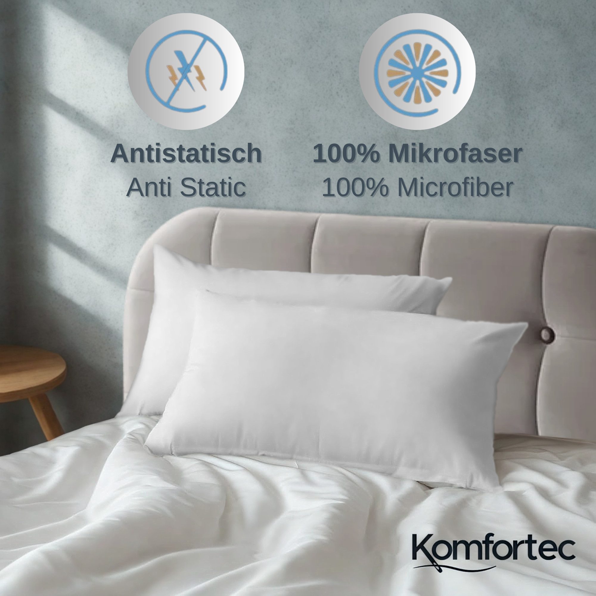 Komfortec Bettwäsche Premium, 135 x 200 bis 220 x 240 cm, 6 verschiedene Größen zur Auswahl, gebürstet 100% Mikrofaser, 2 teilig, Superweiches Bettwäsche-Set, Knitterfrei, Atmungsaktiv