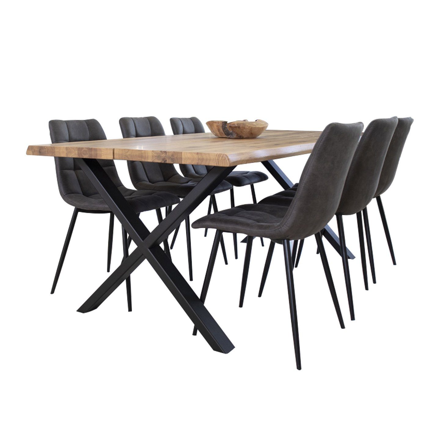 ebuy24 Essgruppe Tony Essgruppe, 1 Esstisch und 6 Stühlen, dunkel