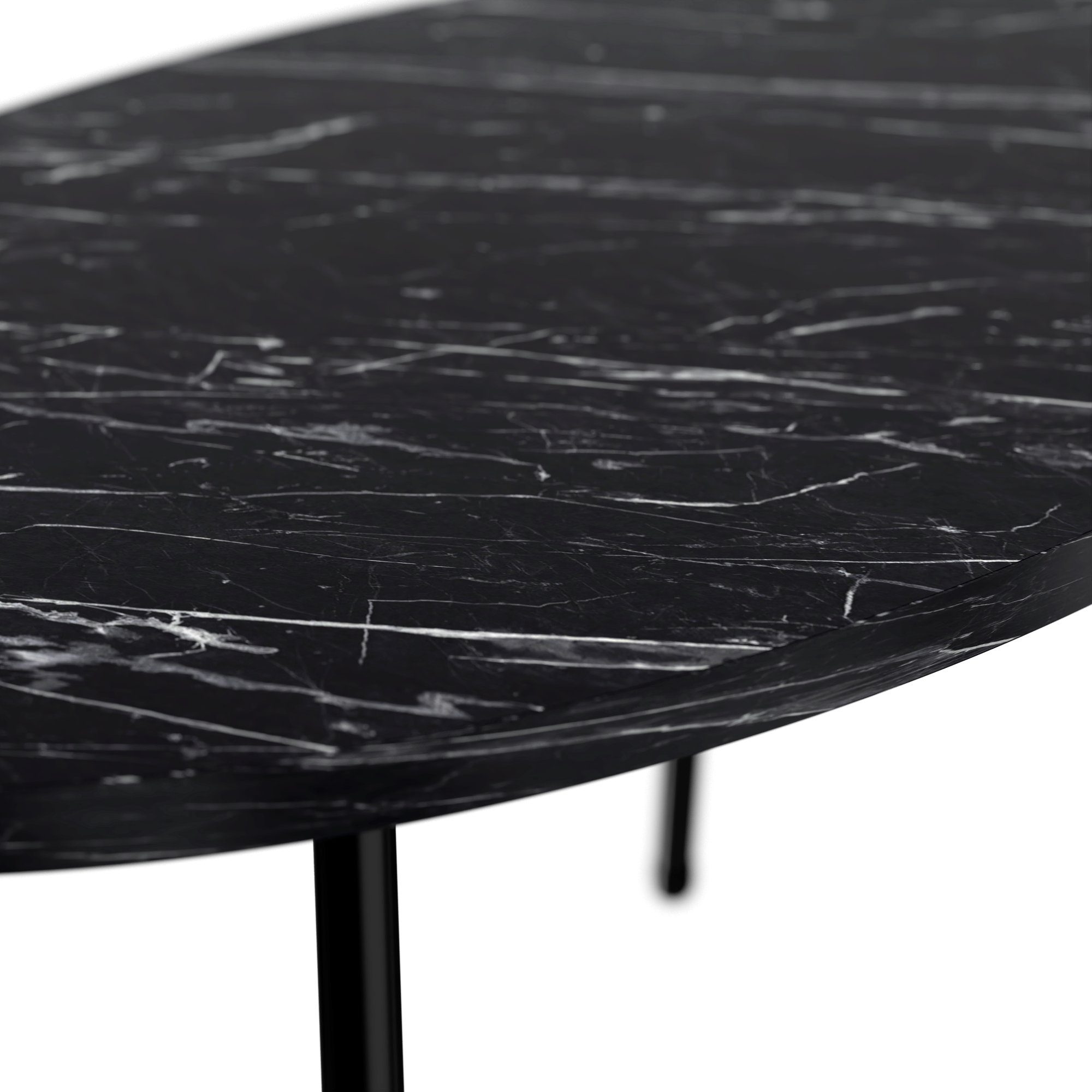 en.casa Couchtisch, Sofatisch »Skærbæk« 43 schwarz | x 50 Marmor, cm 90 x schwarz oval schwarz Marmor