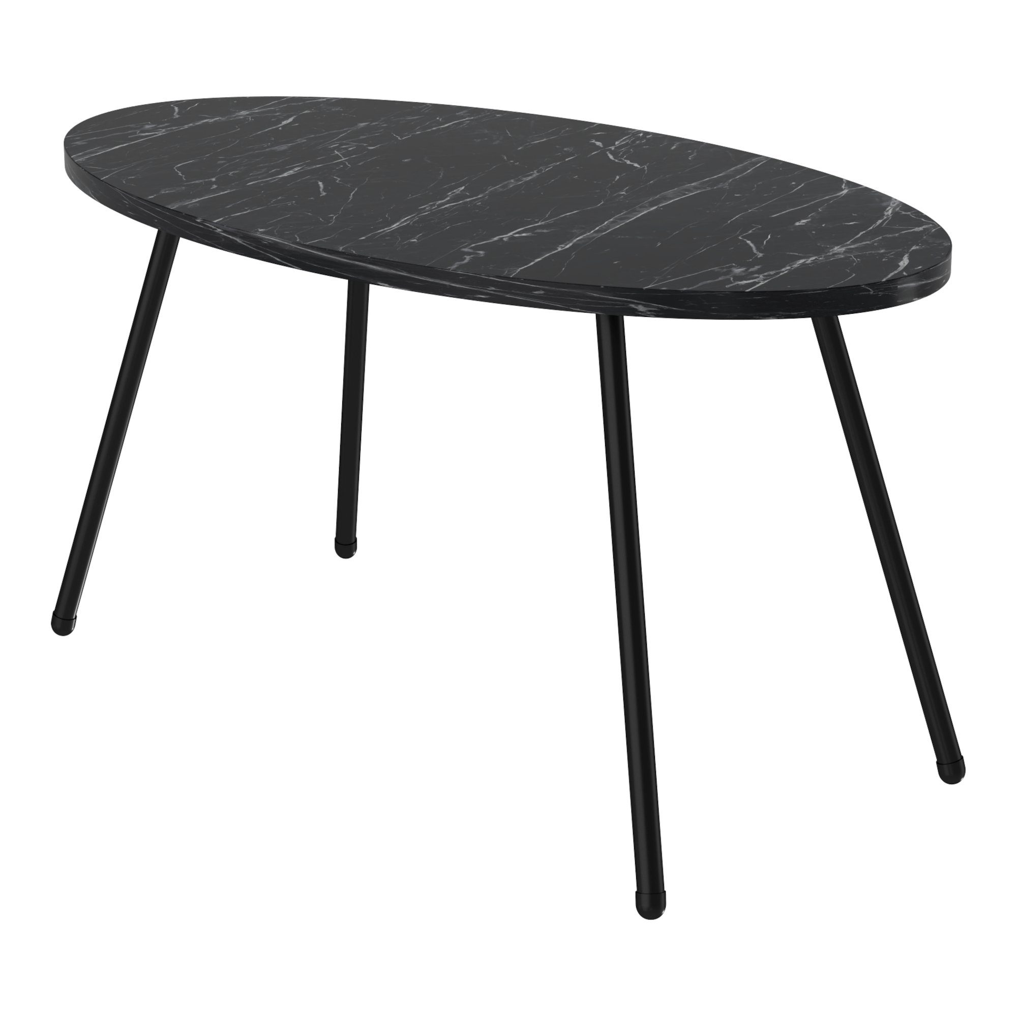 en.casa »Skærbæk« schwarz x 90 oval Marmor, Couchtisch, schwarz x 43 50 Sofatisch Marmor, schwarz cm |