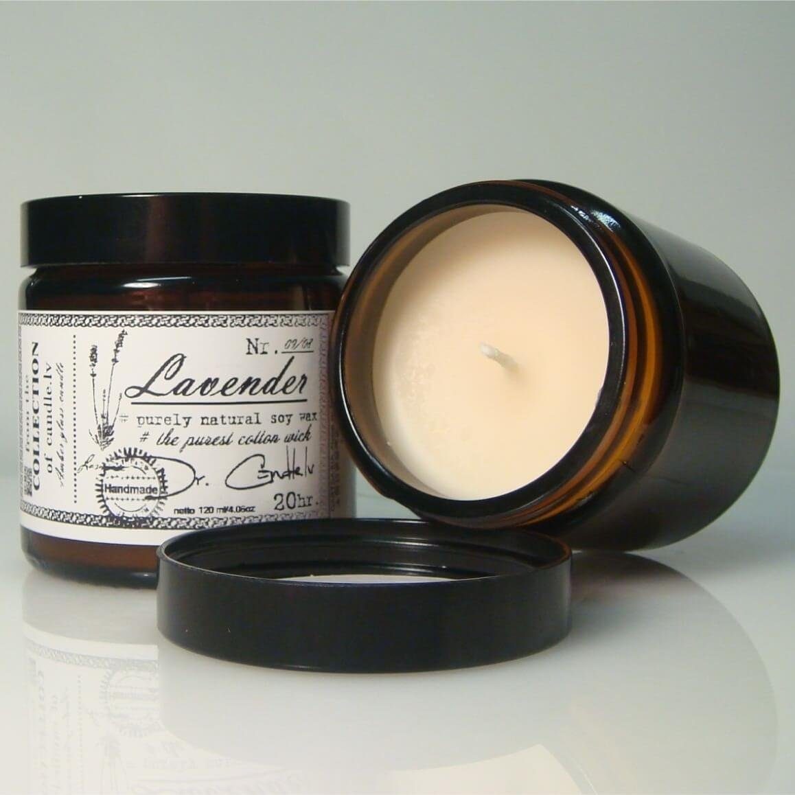 Candle Duftkerze Duftkerze Lavendel - Glas Sojawachs Kerze, 120ml