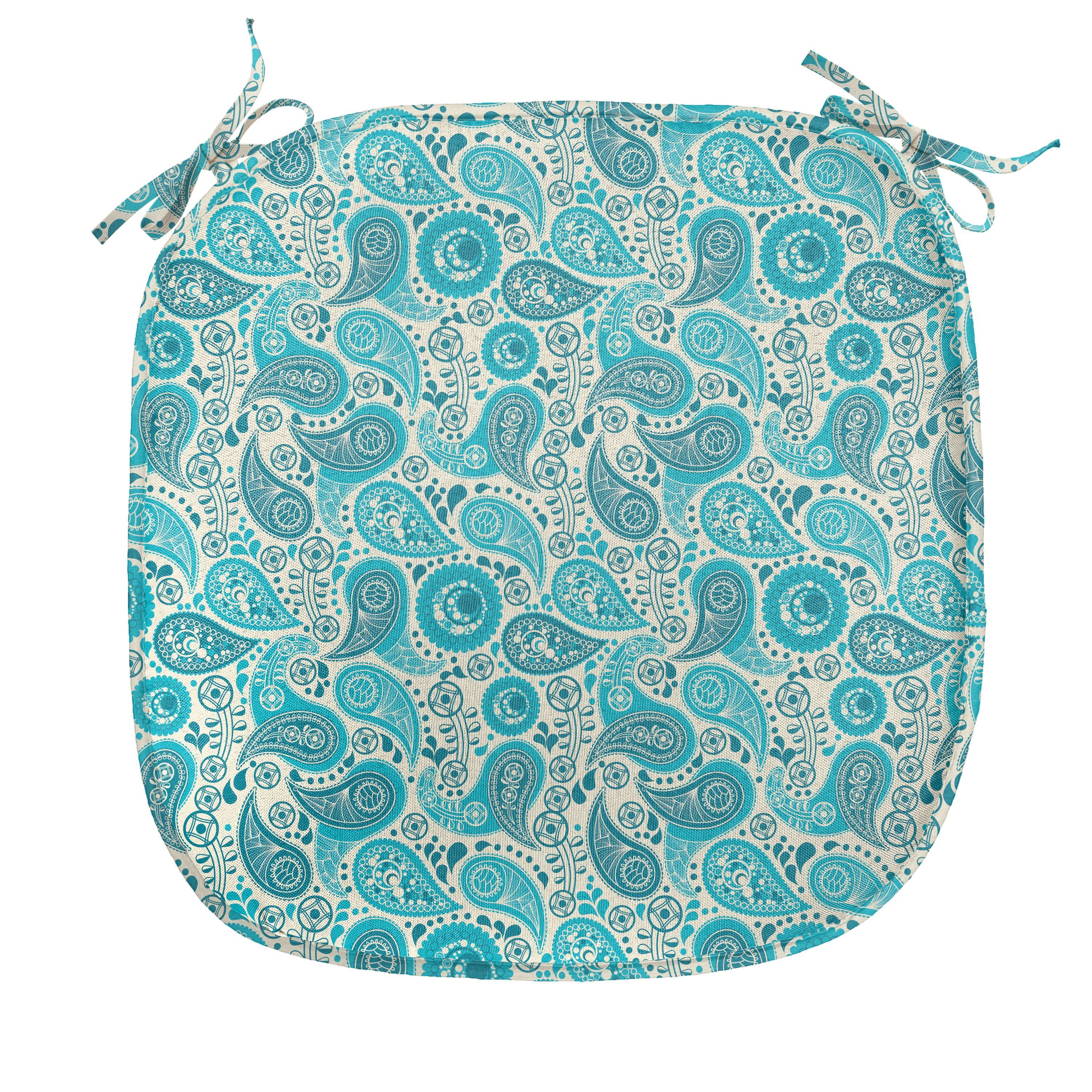 Kissen Stuhlkissen Abakuhaus wasserfestes Küchensitze, Flowers Blue Paisley für Dekoratives Paisley mit Riemen