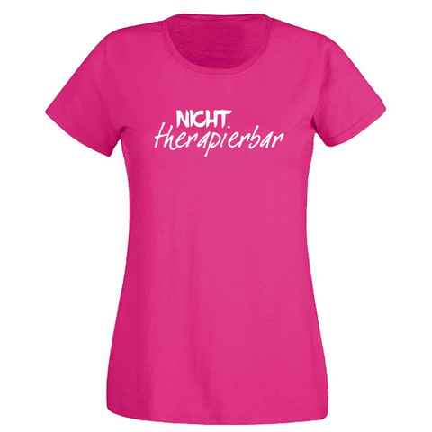 G-graphics T-Shirt Damen T-Shirt - Nicht therapierbar mit trendigem Frontprint, Slim-fit, Aufdruck auf der Vorderseite, Spruch/Sprüche/Print/Motiv, für jung & alt
